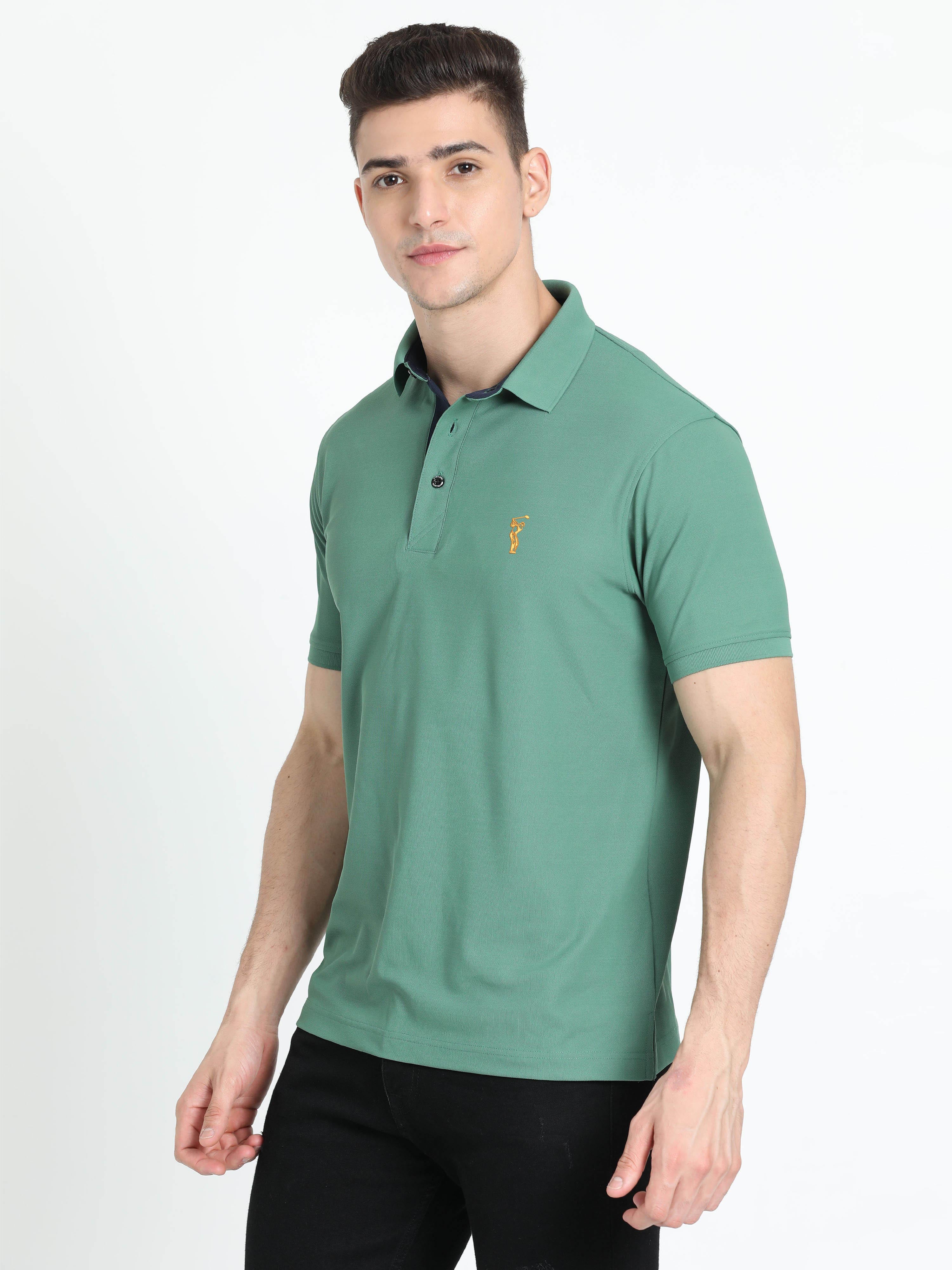 Men Apple Green Premium Golf Polo T-Shirt | Quick Dry | Stretchable | UV Protected | Wrinkle & Odour-Free - Image 3