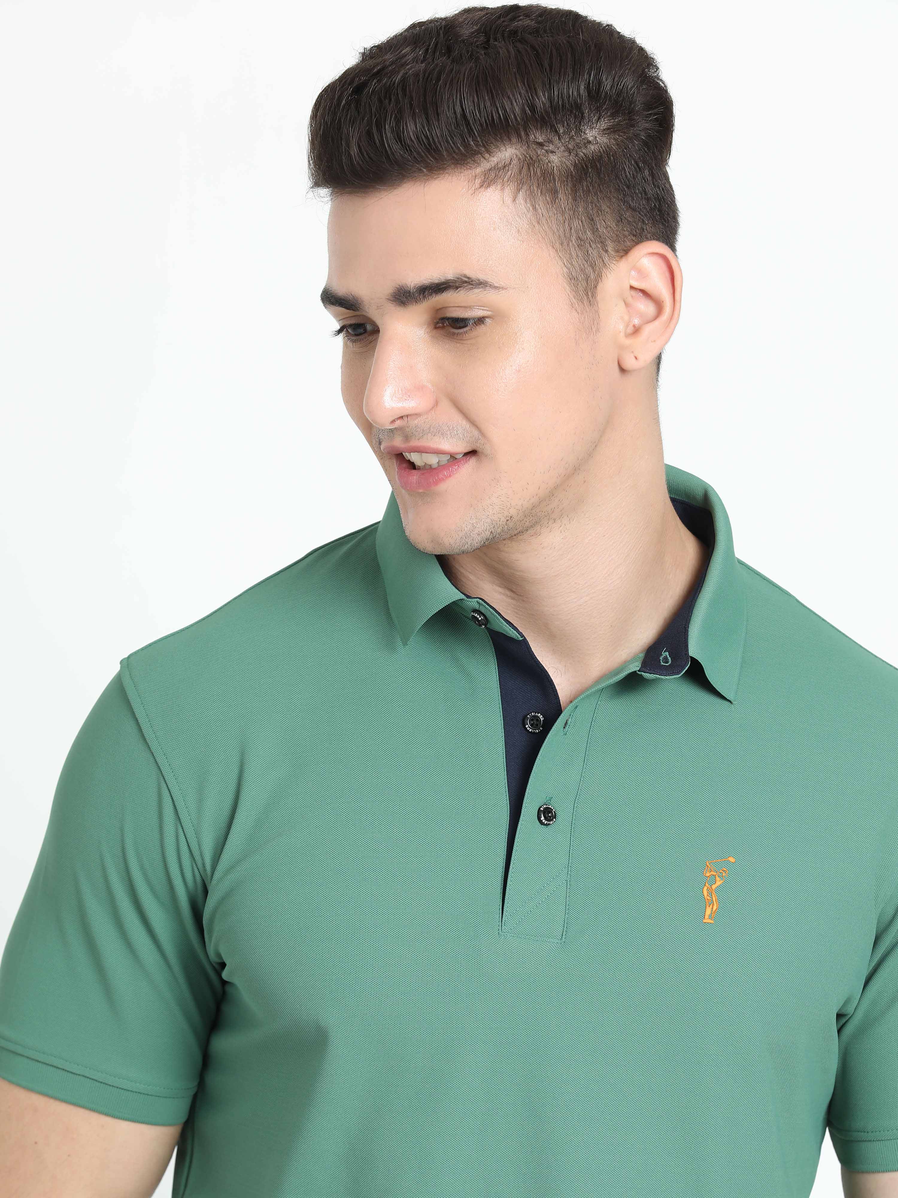 Men Apple Green Premium Golf Polo T-Shirt | Quick Dry | Stretchable | UV Protected | Wrinkle & Odour-Free - Image 5
