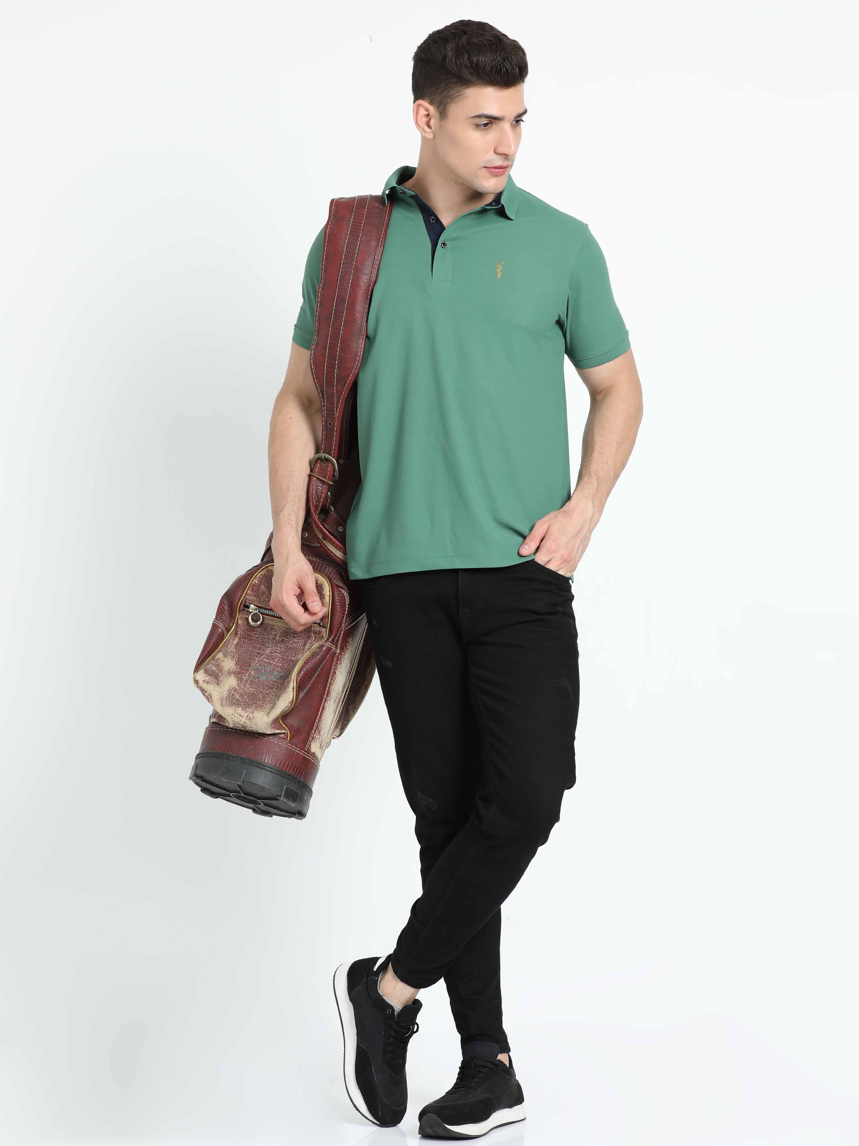 Men Apple Green Premium Golf Polo T-Shirt | Quick Dry | Stretchable | UV Protected | Wrinkle & Odour-Free - Image 6