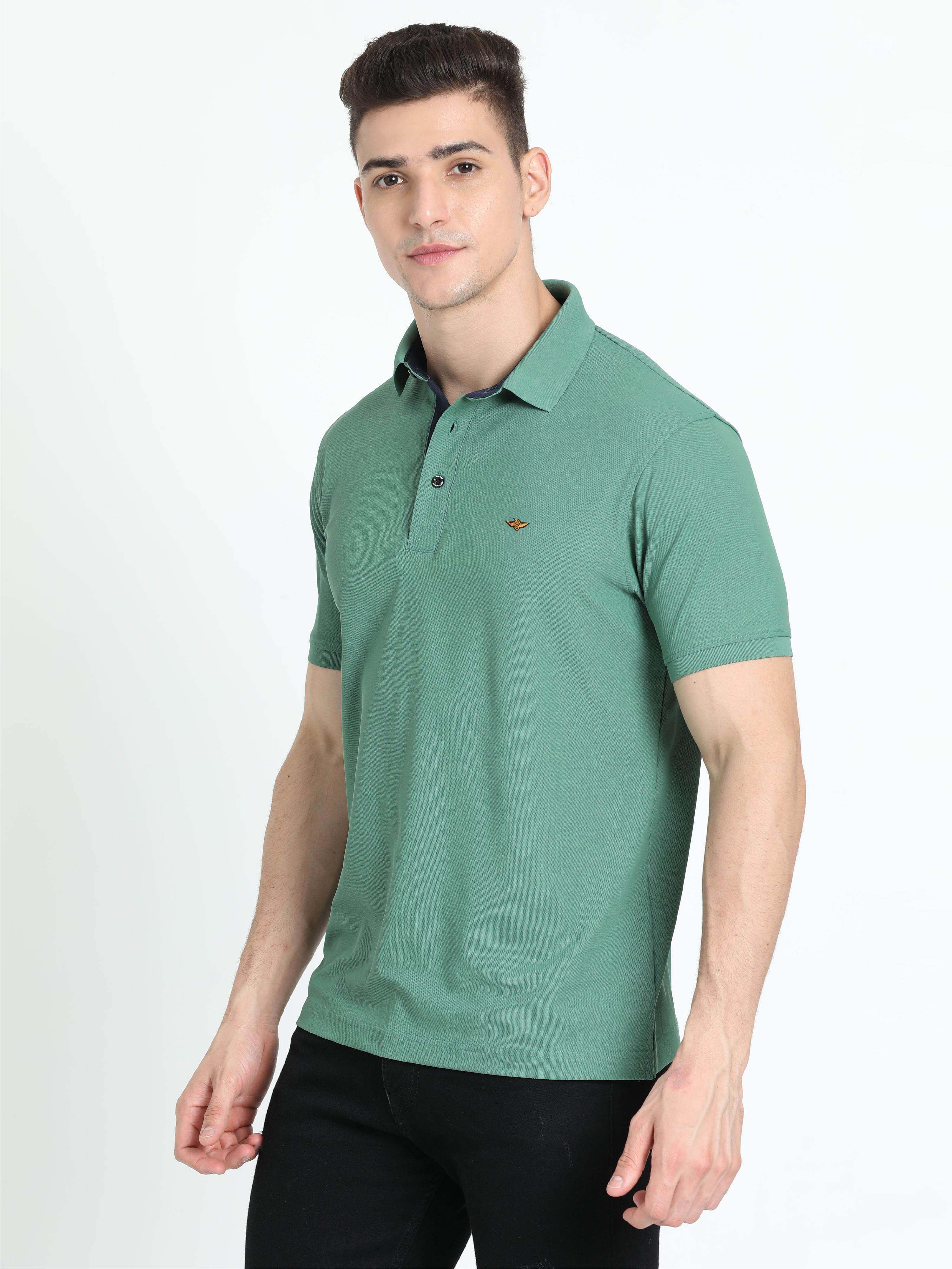 Men Apple Green Premium Polo T-Shirt | Quick Dry | Stretchable | UV Protected | Wrinkle & Odour-Free - Image 3
