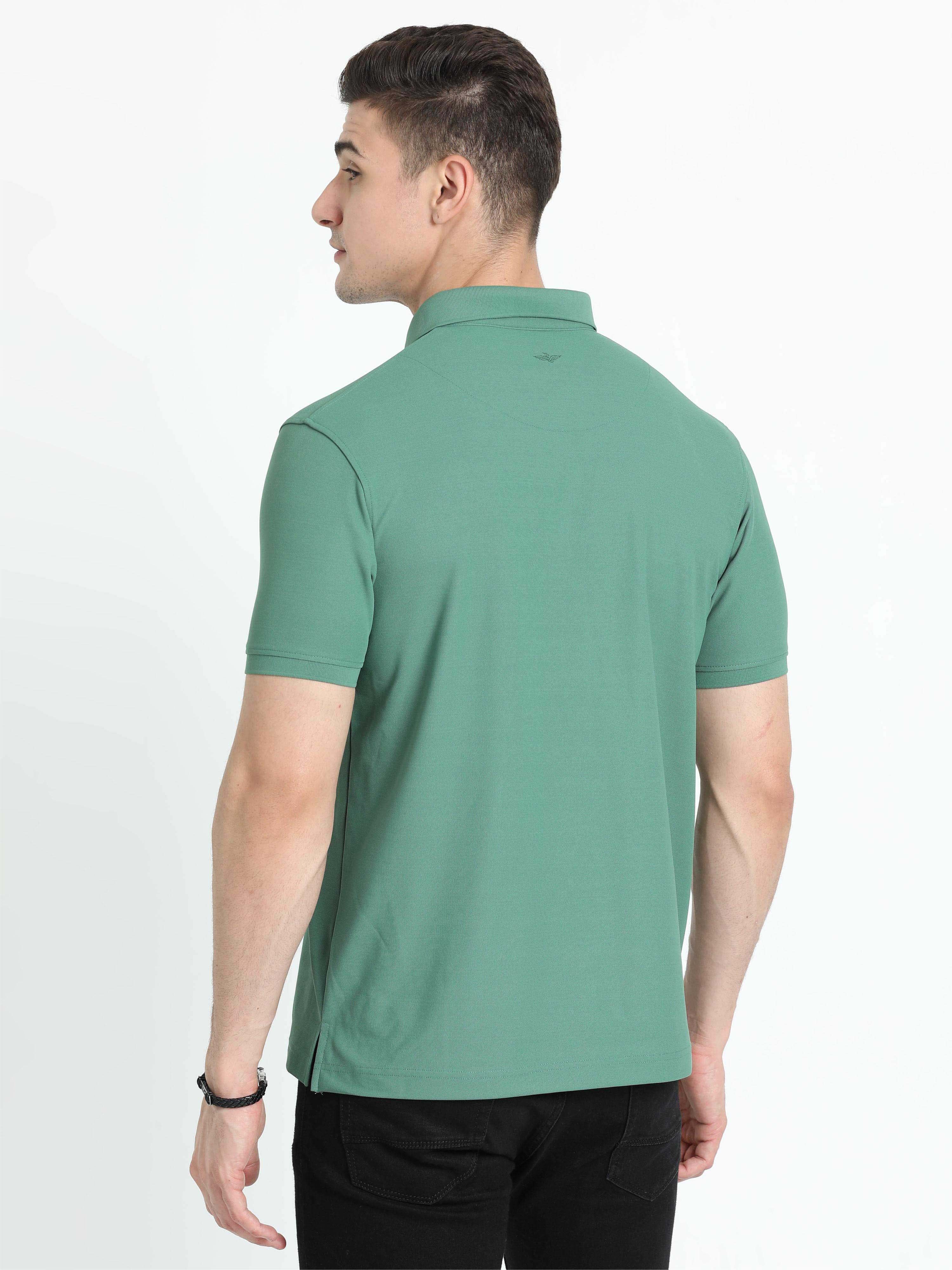 Men Apple Green Premium Polo T-Shirt | Quick Dry | Stretchable | UV Protected | Wrinkle & Odour-Free - Image 4