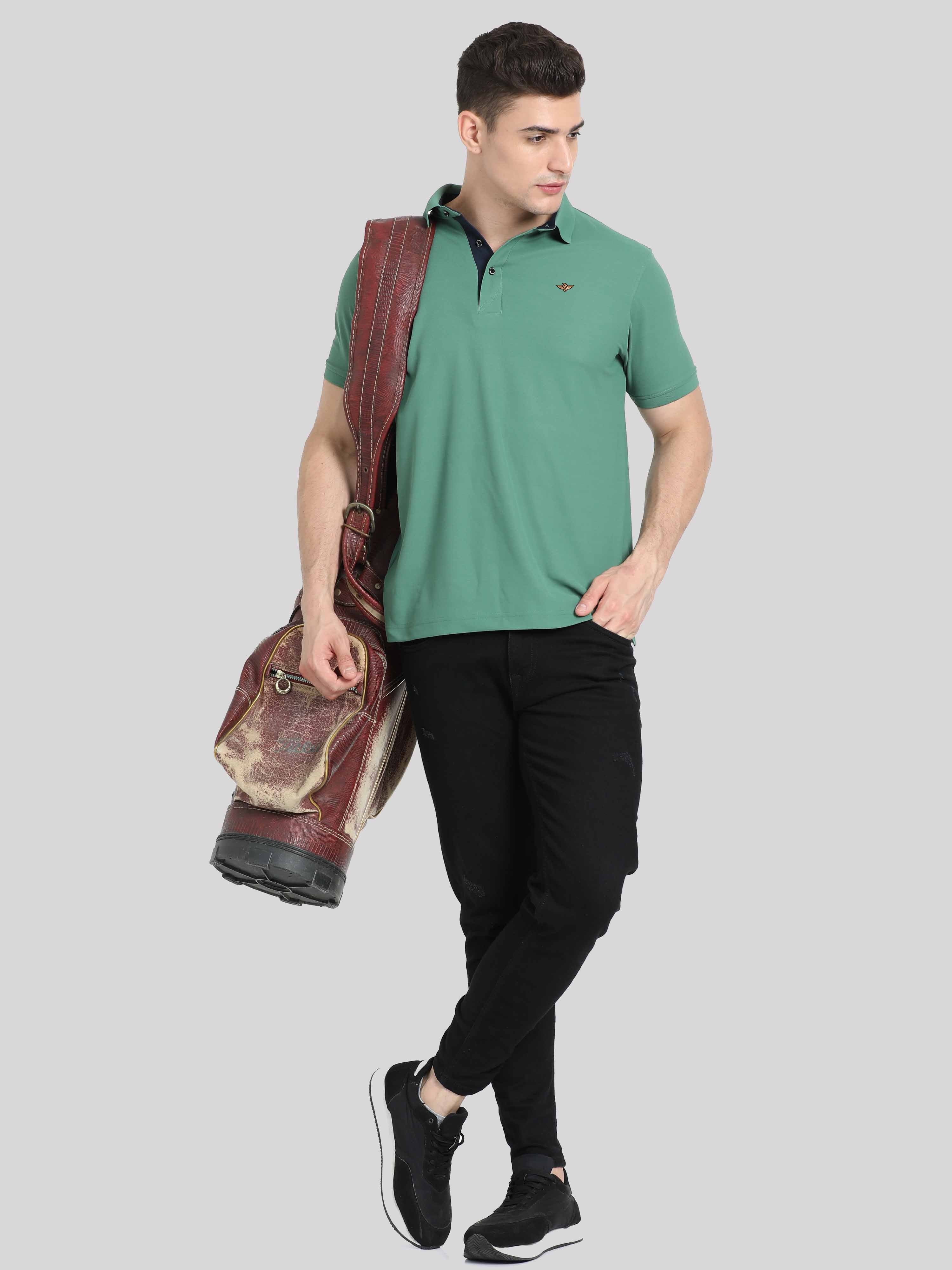 Men Apple Green Premium Polo T-Shirt | Quick Dry | Stretchable | UV Protected | Wrinkle & Odour-Free - Image 5
