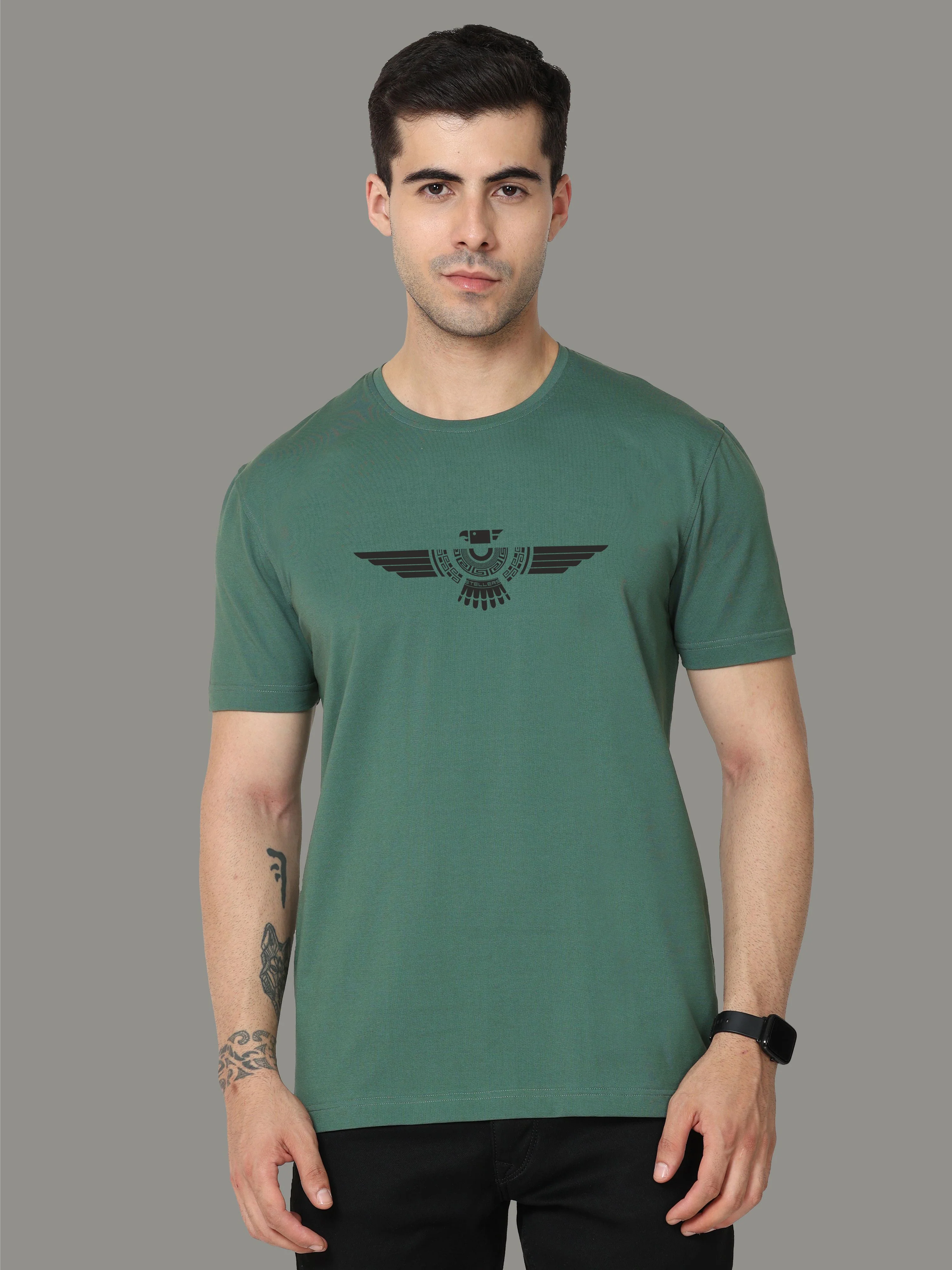 Aqua Green Men's Crew Neck T-Shirts - Image 6