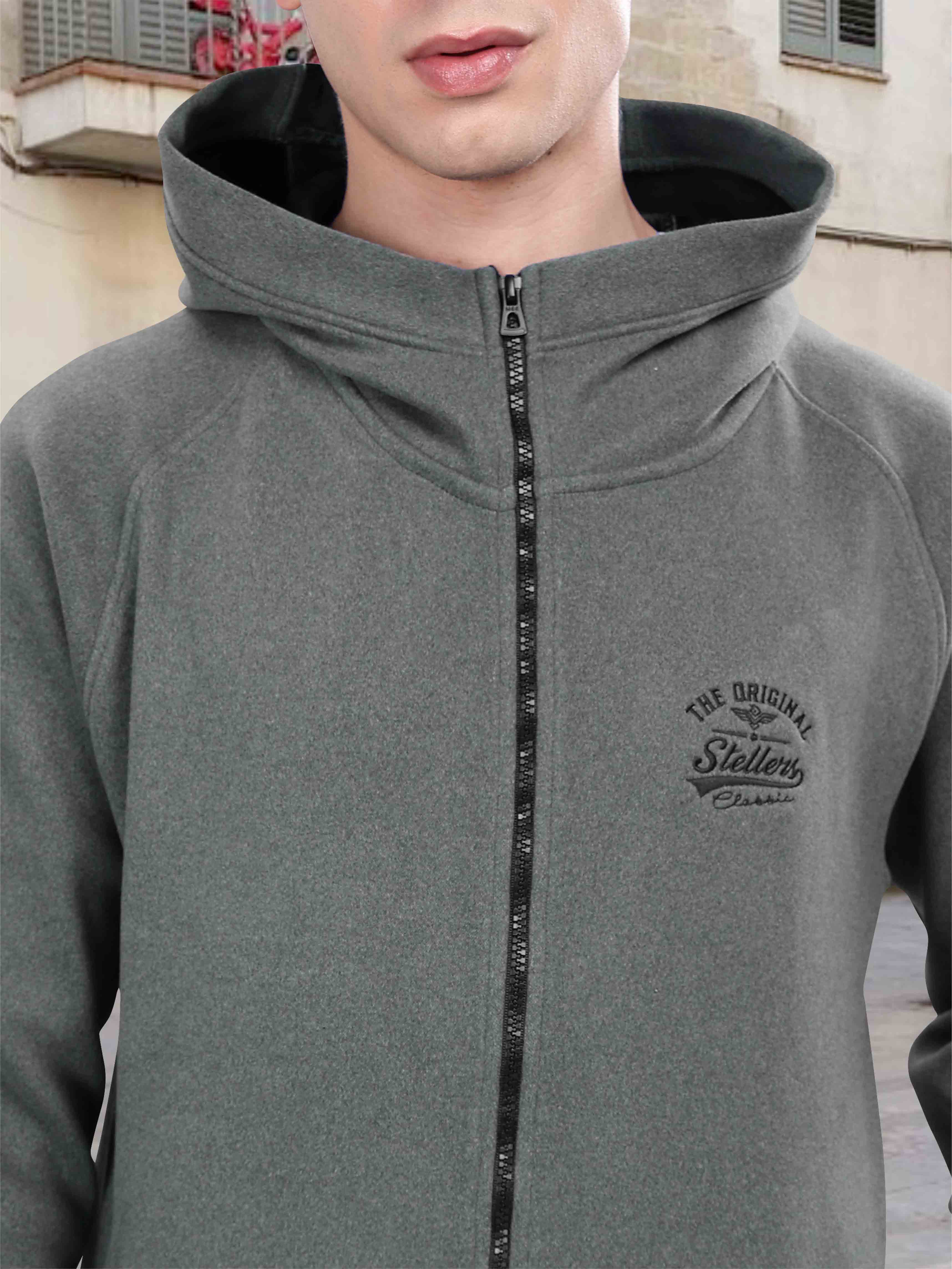 Ash Grey Men's Zipper Hoodie - Image 5