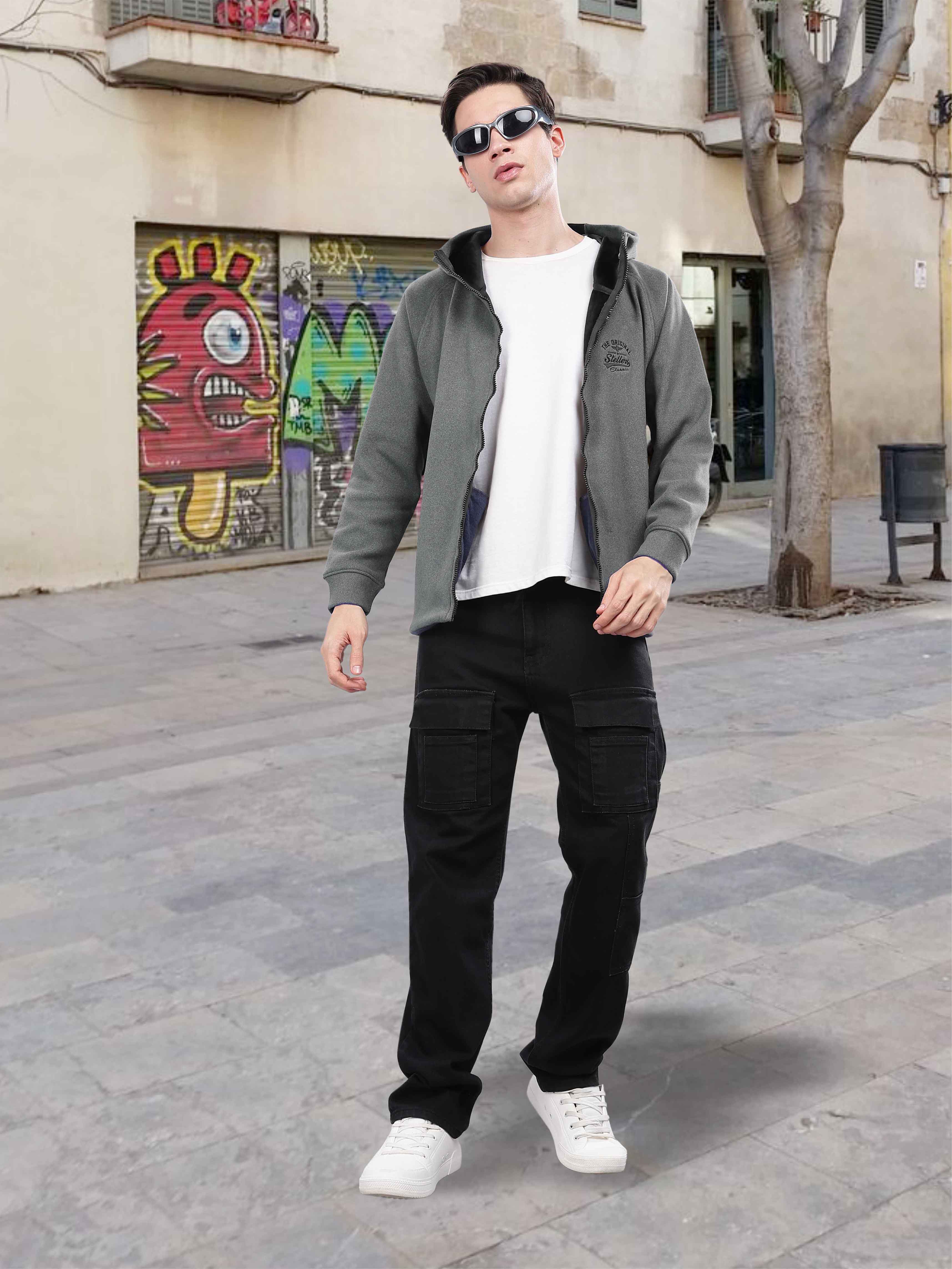 Ash Grey Men's Zipper Hoodie - Image 7