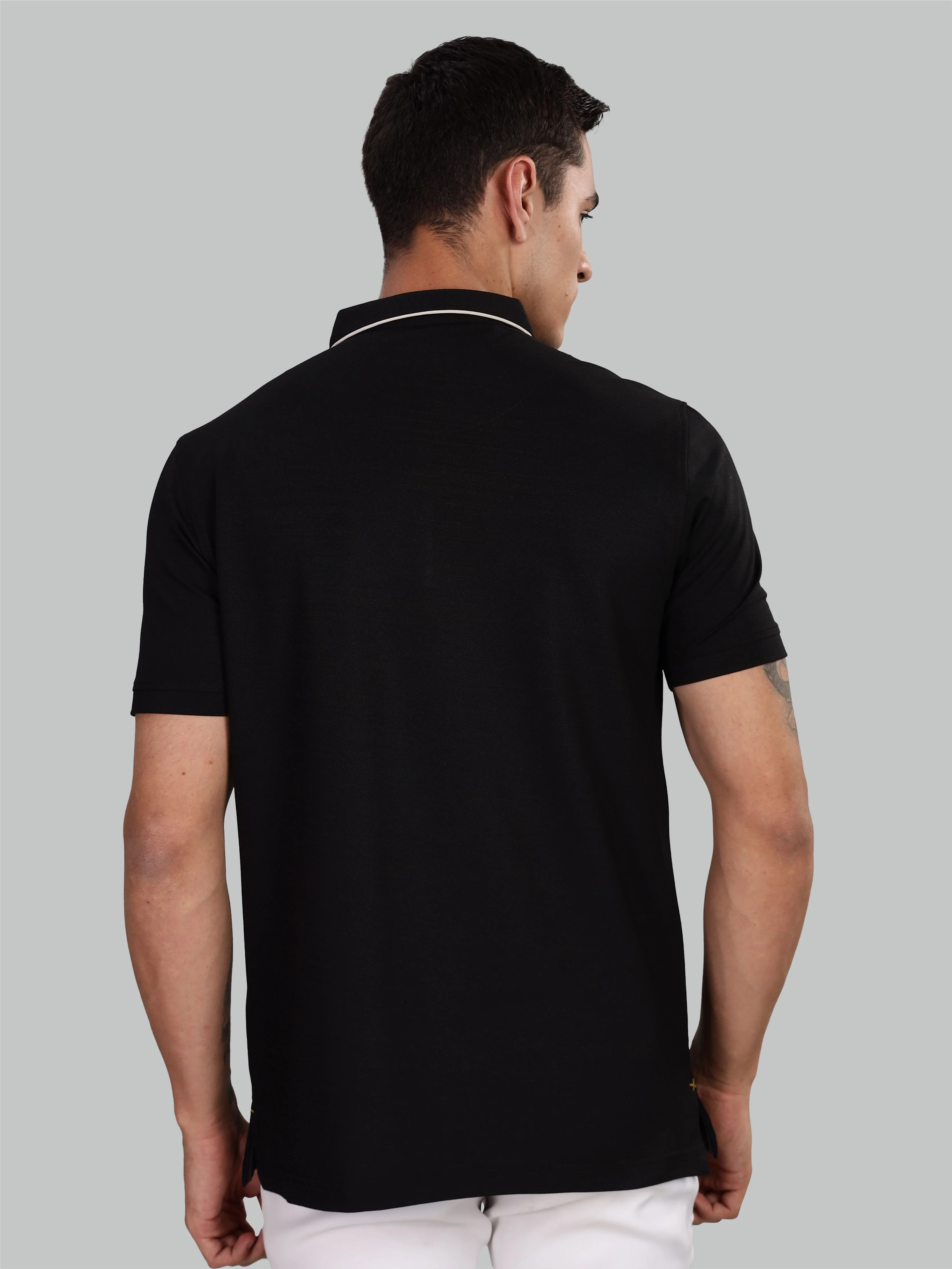 Men's Black Premium Pique Crush Polo T-Shirt - Image 4
