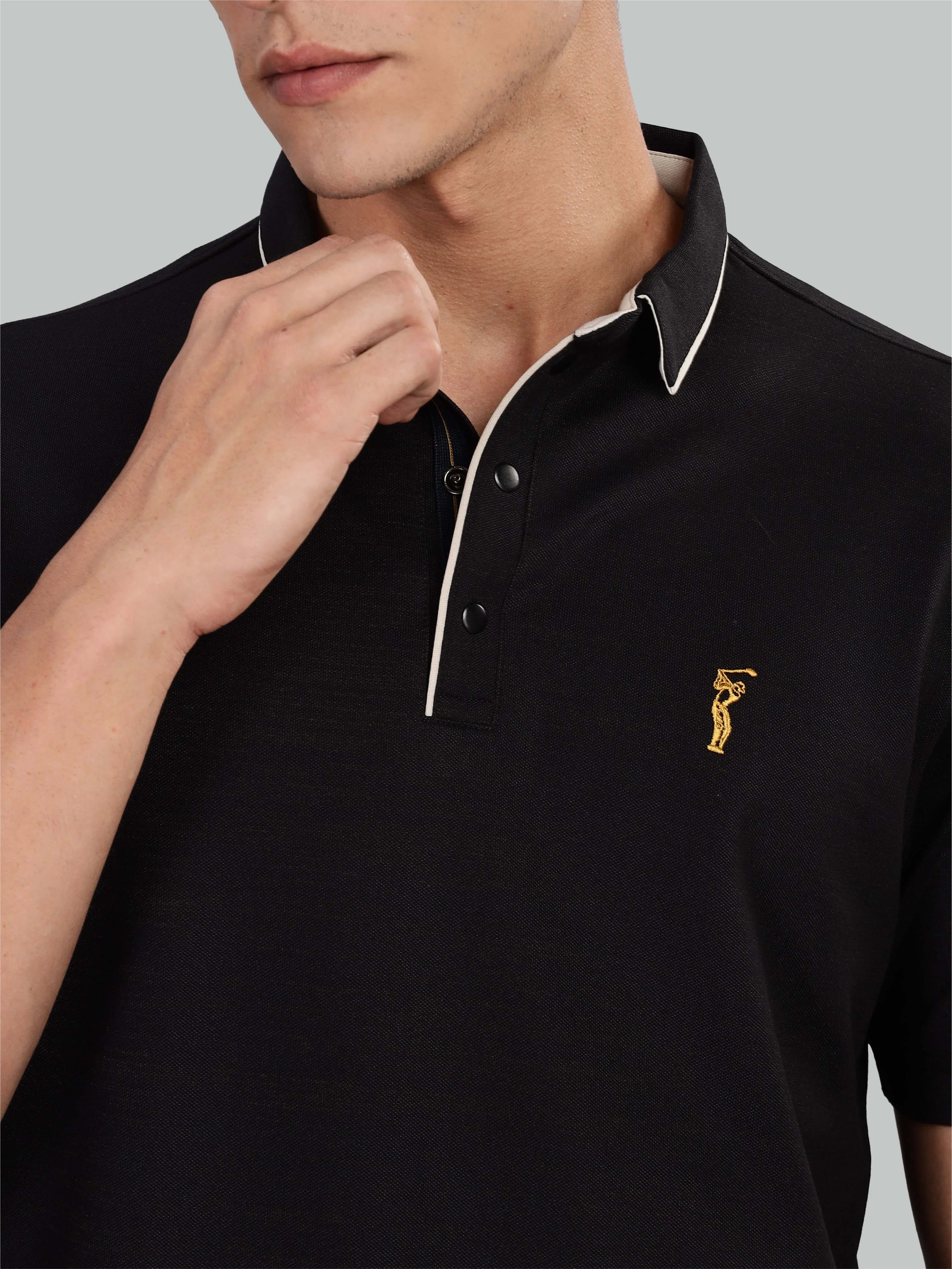 Men's Black Premium Pique Crush Polo T-Shirt - Image 5