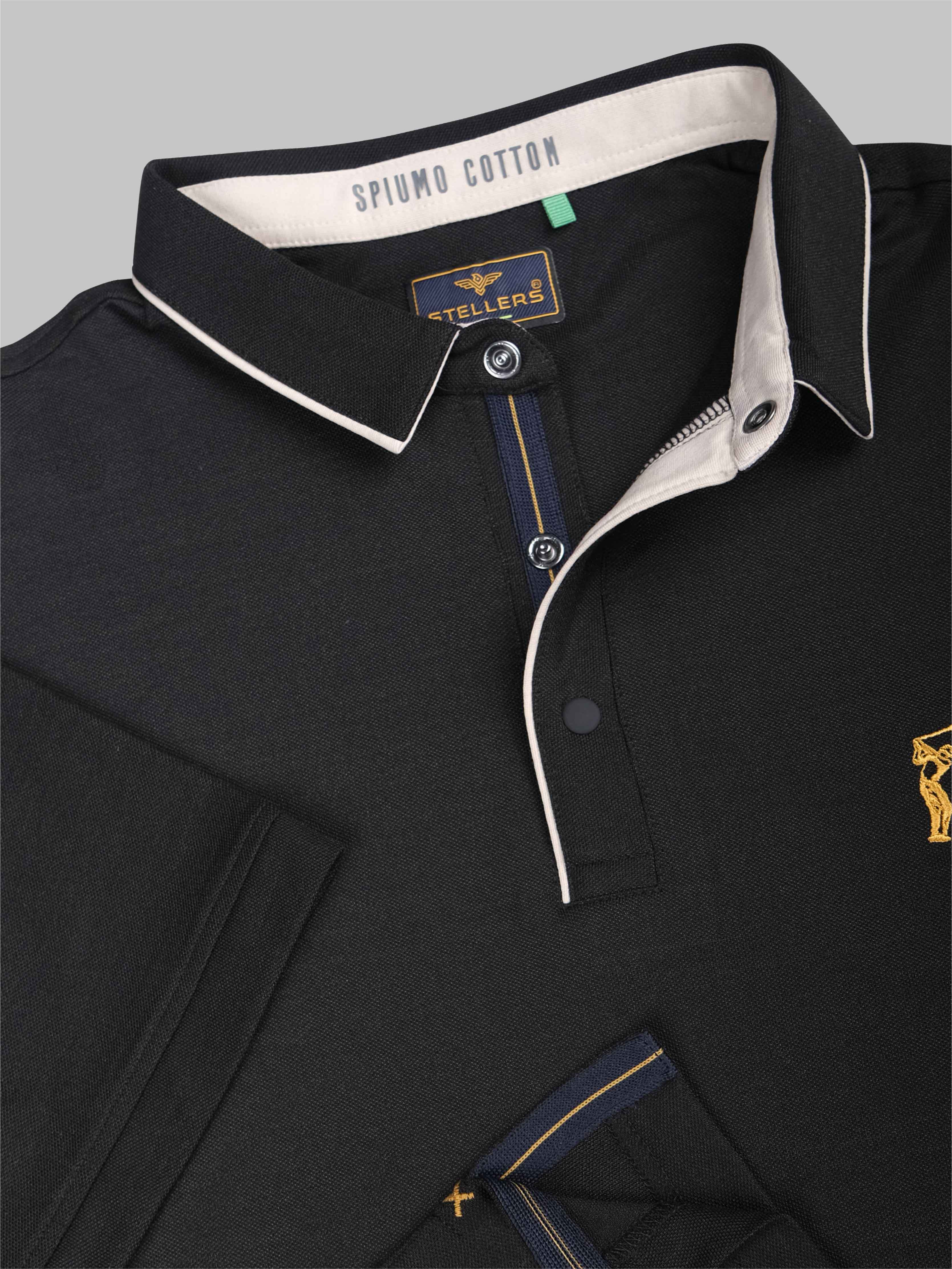 Men's Black Premium Pique Crush Polo T-Shirt - Image 8