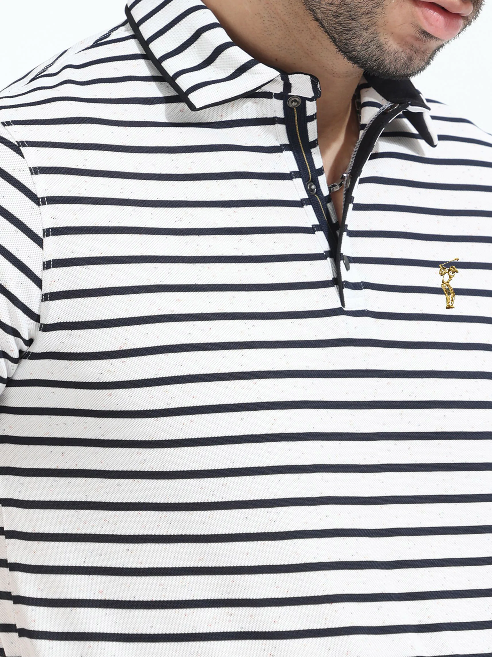 Black Mens Rolex Stripes Polo T-Shirt - Image 6