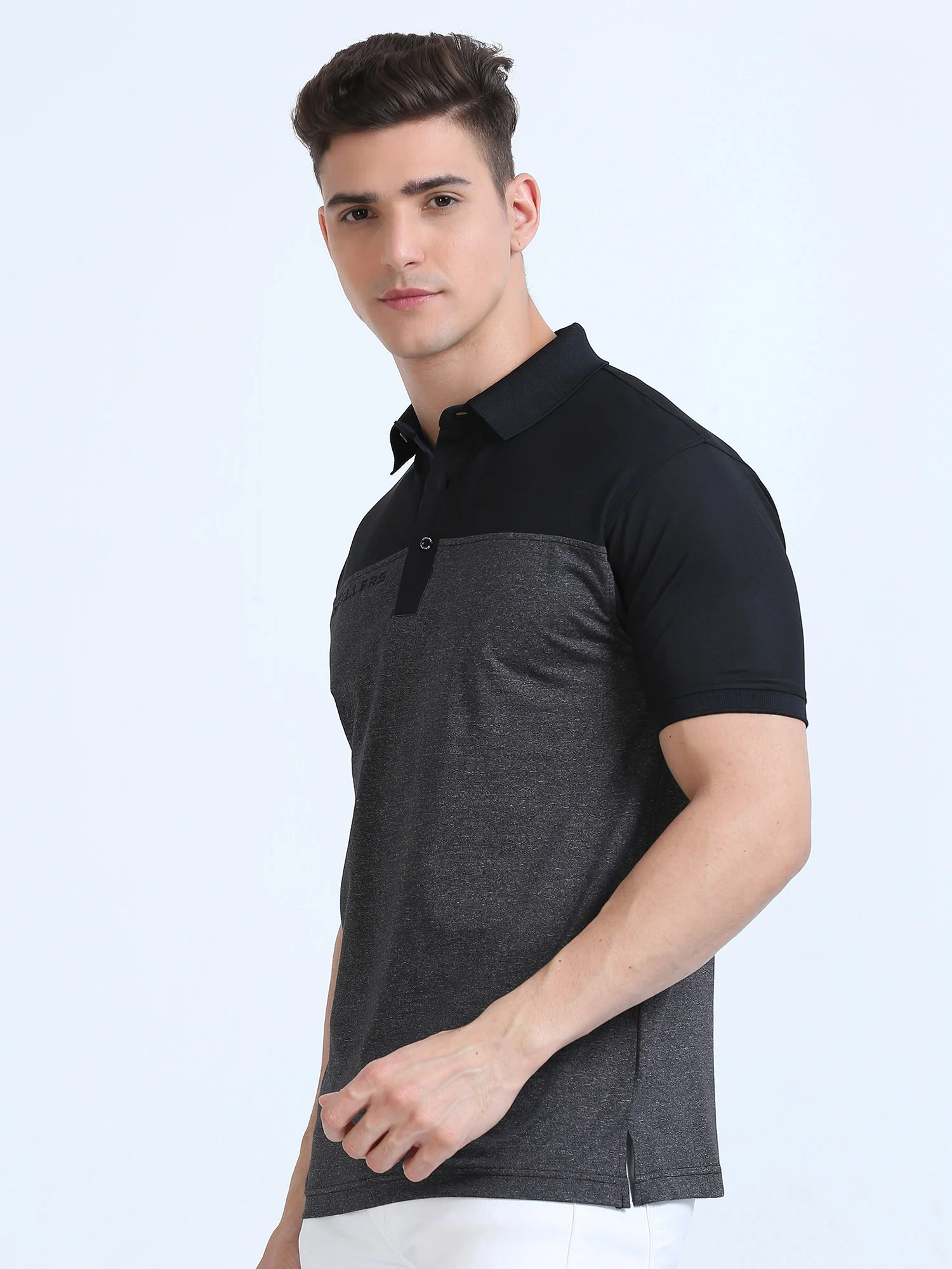 Black Men's T-Cross Polo T-Shirt | Quick Dry | Stretchable | UV Protected | Wrinkle & Odour-Free - Image 3