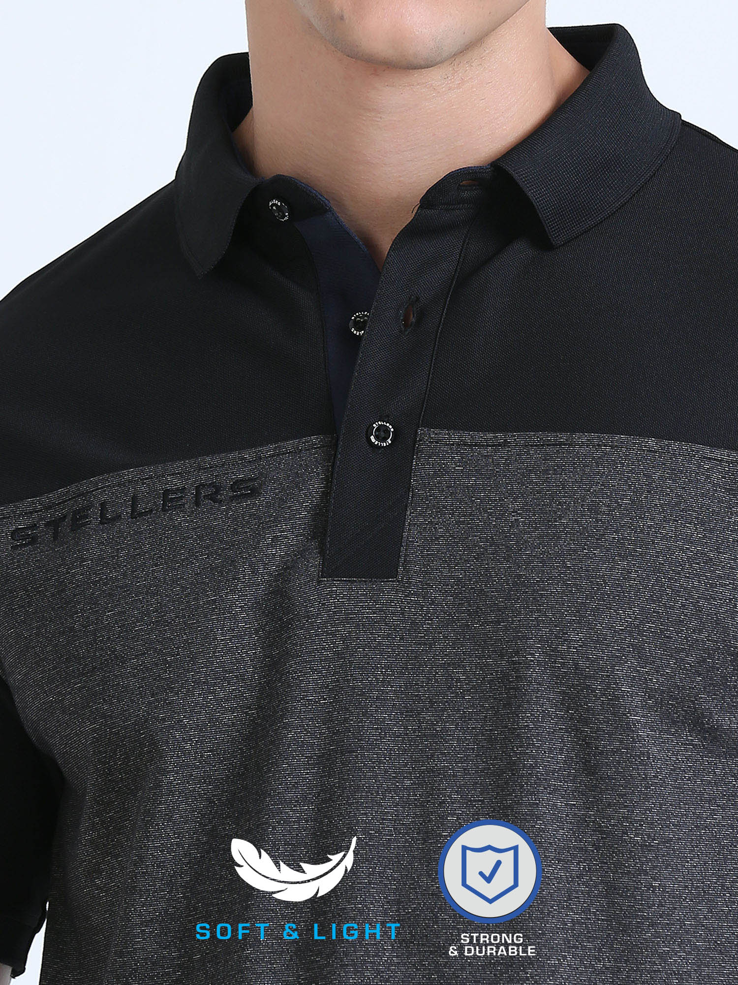 Black Men's T-Cross Polo T-Shirt | Quick Dry | Stretchable | UV Protected | Wrinkle & Odour-Free - Image 5