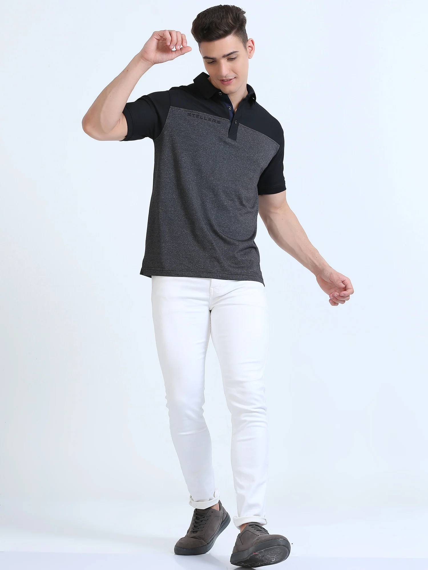 Black Men's T-Cross Polo T-Shirt | Quick Dry | Stretchable | UV Protected | Wrinkle & Odour-Free - Image 7