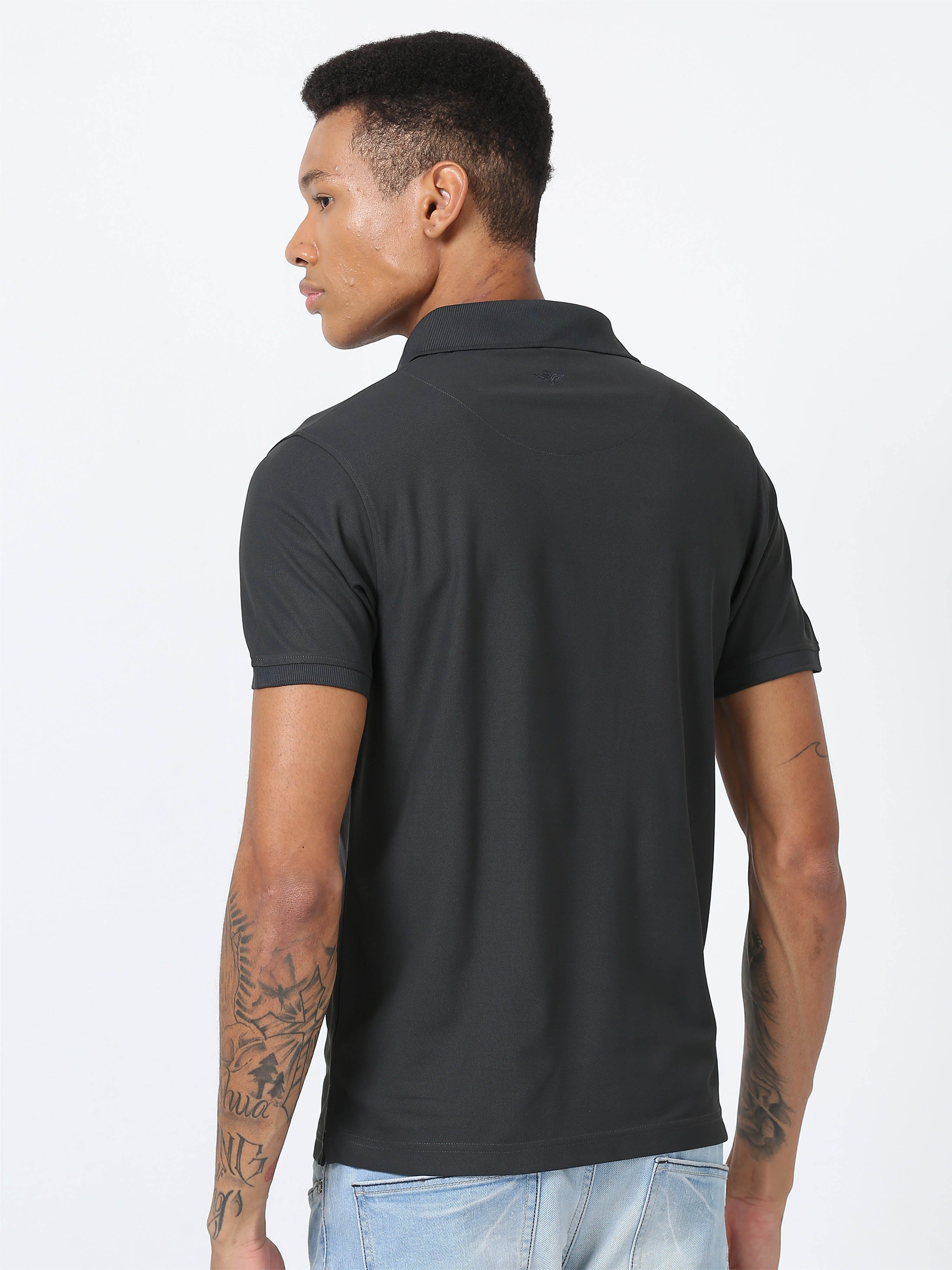 Dark Grey Classic Golf Polo T-Shirt - Image 4