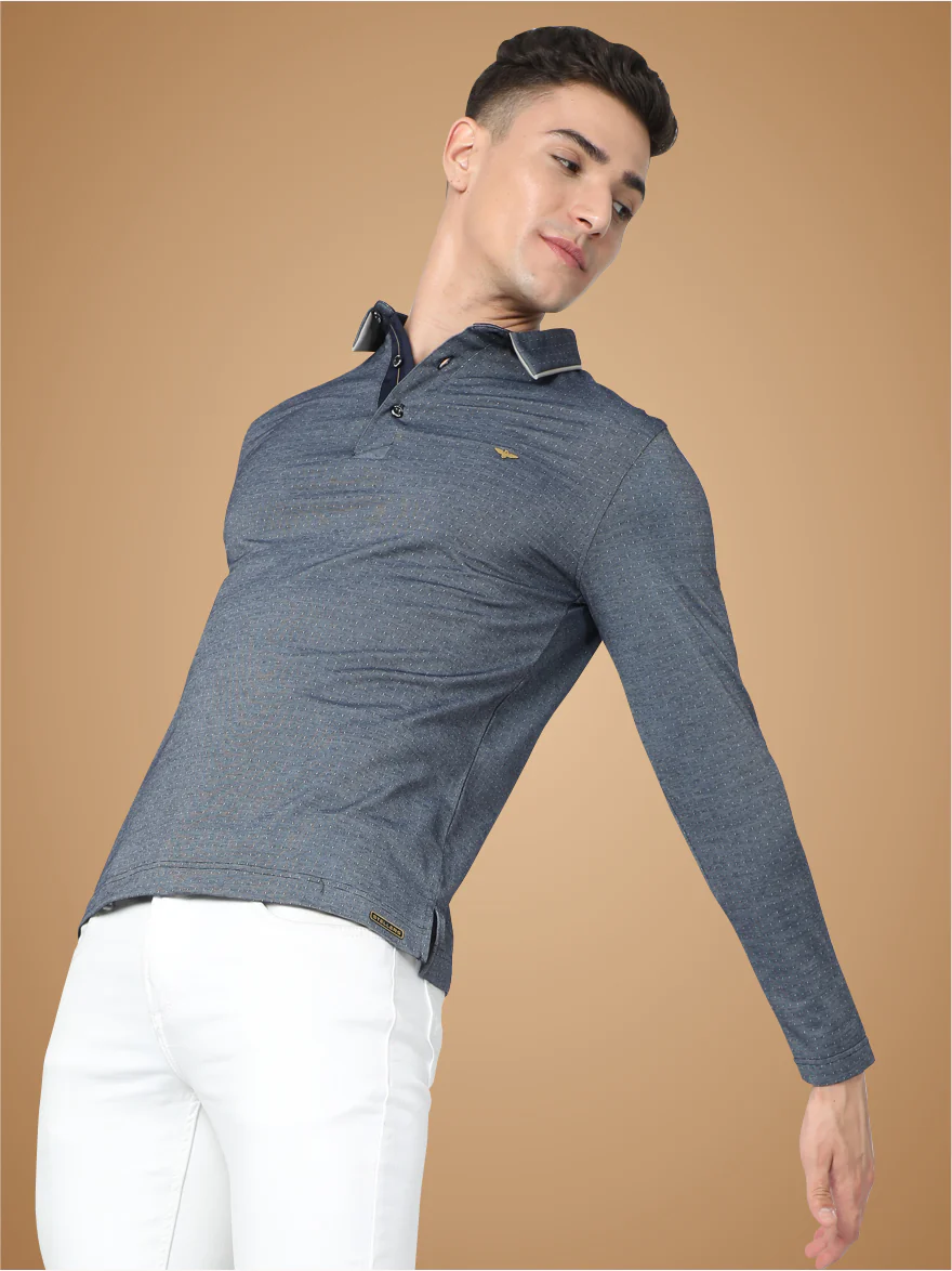 Dark Grey Dropman Men's Classic Polo T-Shirt Full Sleeve - Image 3