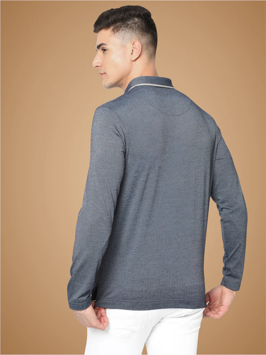 Dark Grey Dropman Men's Classic Polo T-Shirt Full Sleeve - Image 4