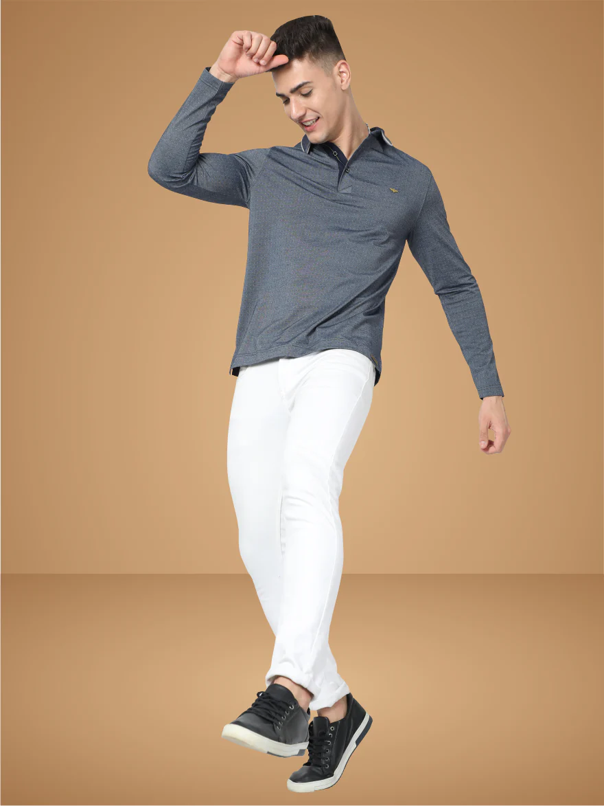 Dark Grey Dropman Men's Classic Polo T-Shirt Full Sleeve - Image 6