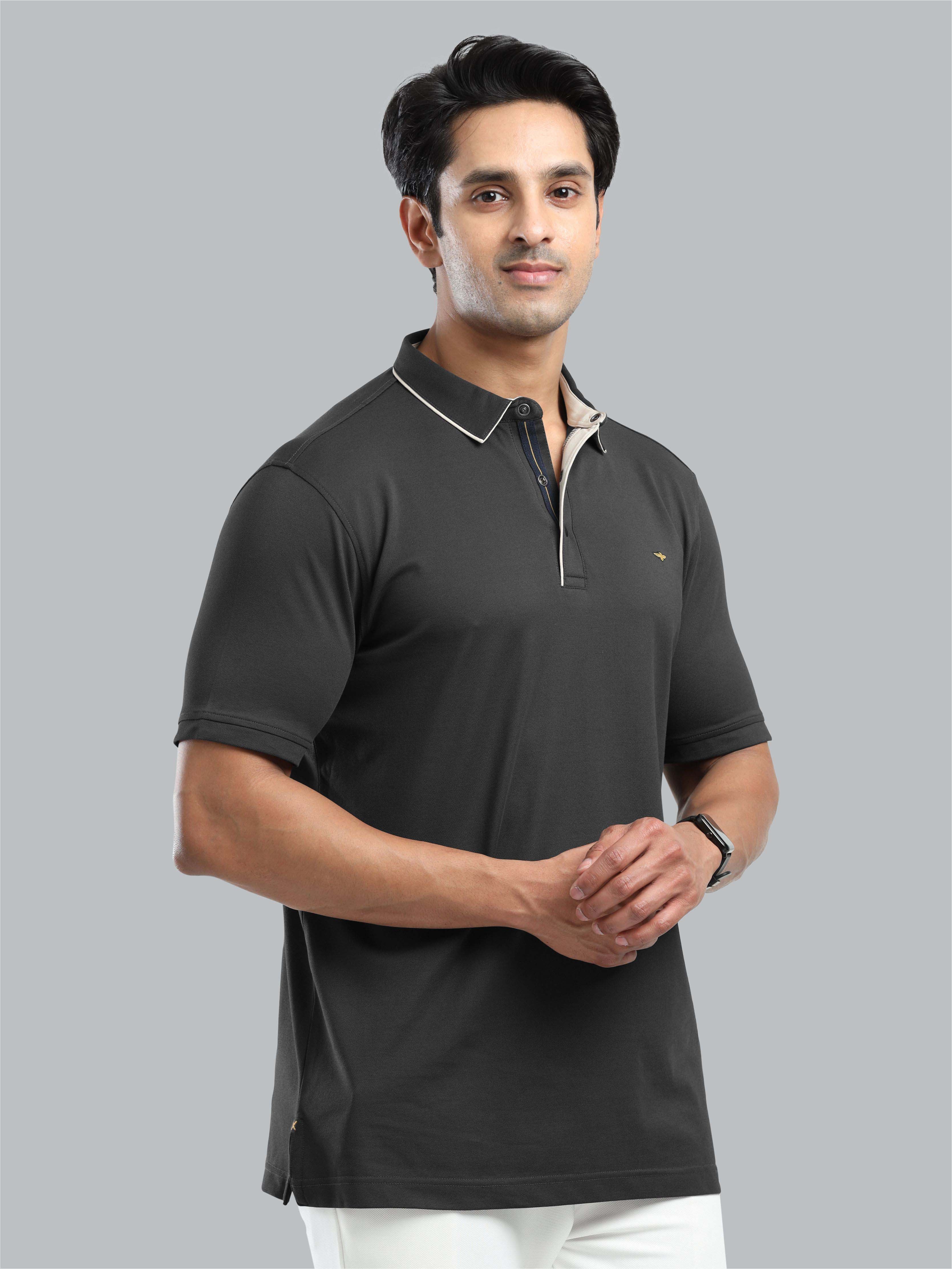 Dark Grey Men Premium SoftBerry PQ Polo T-Shirt - Image 3