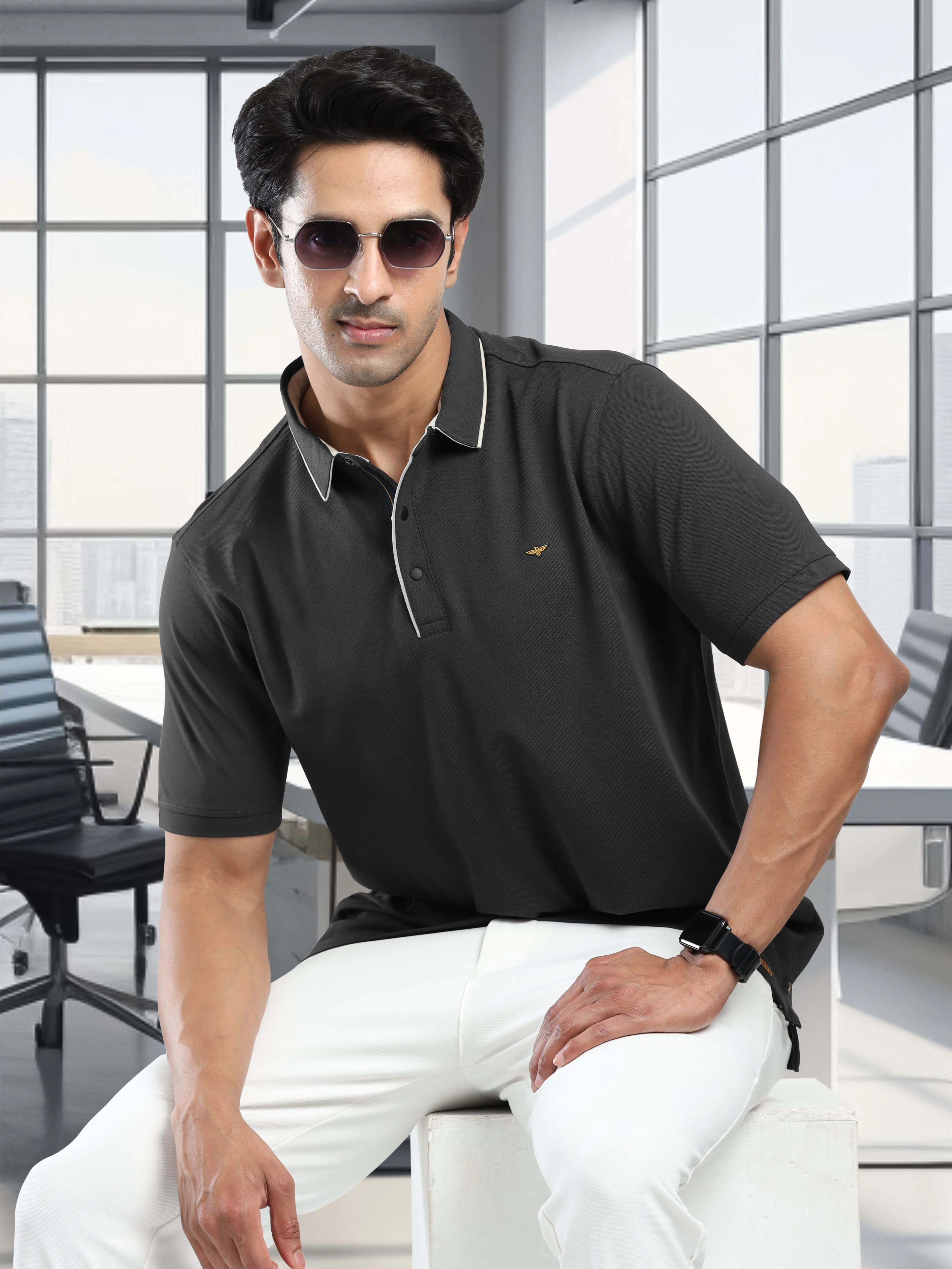 Dark Grey Men Premium SoftBerry PQ Polo T-Shirt - Image 6