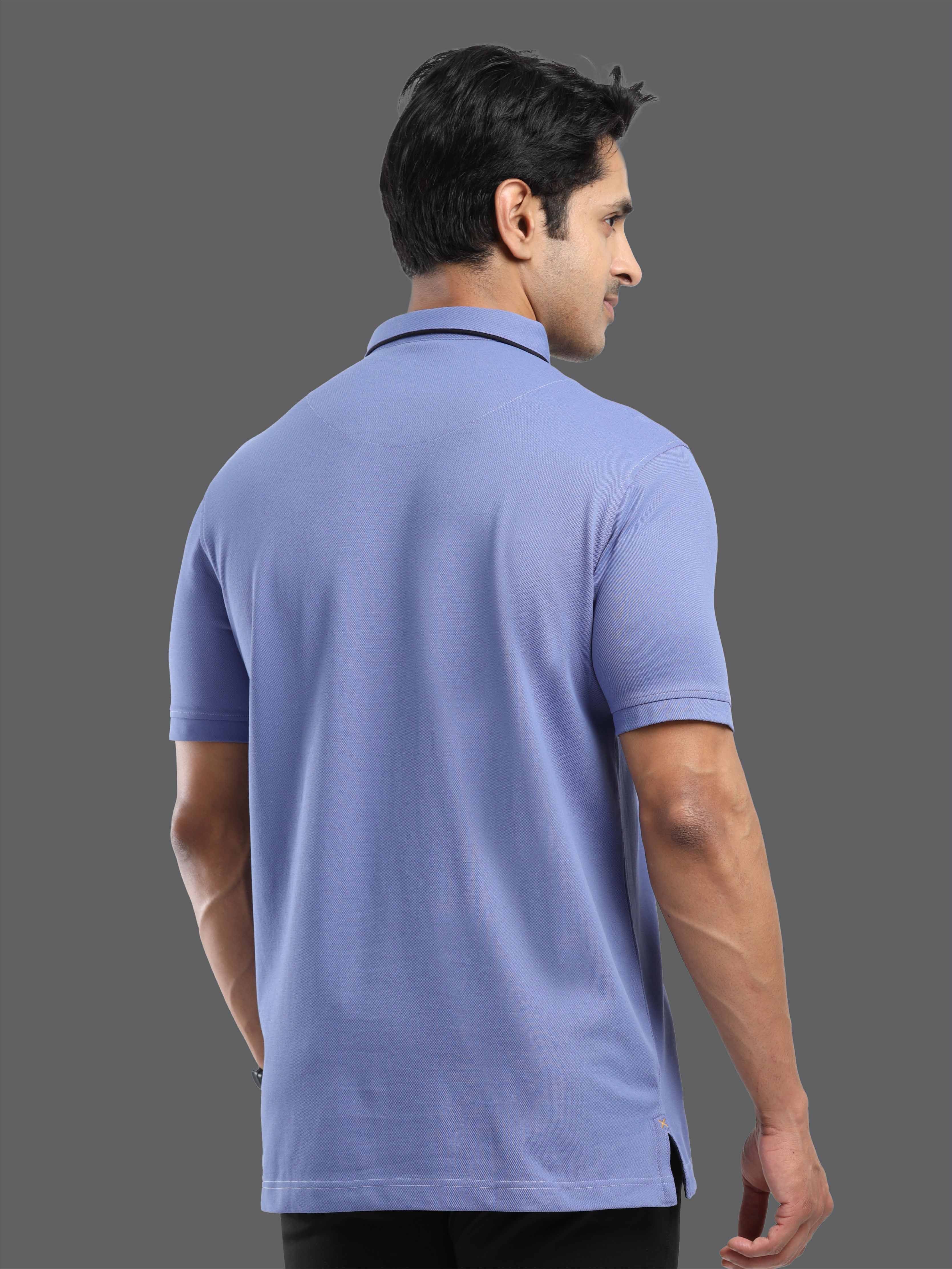 Denim Blue Men Premium SoftBerry PQ Polo T-Shirt - Image 4