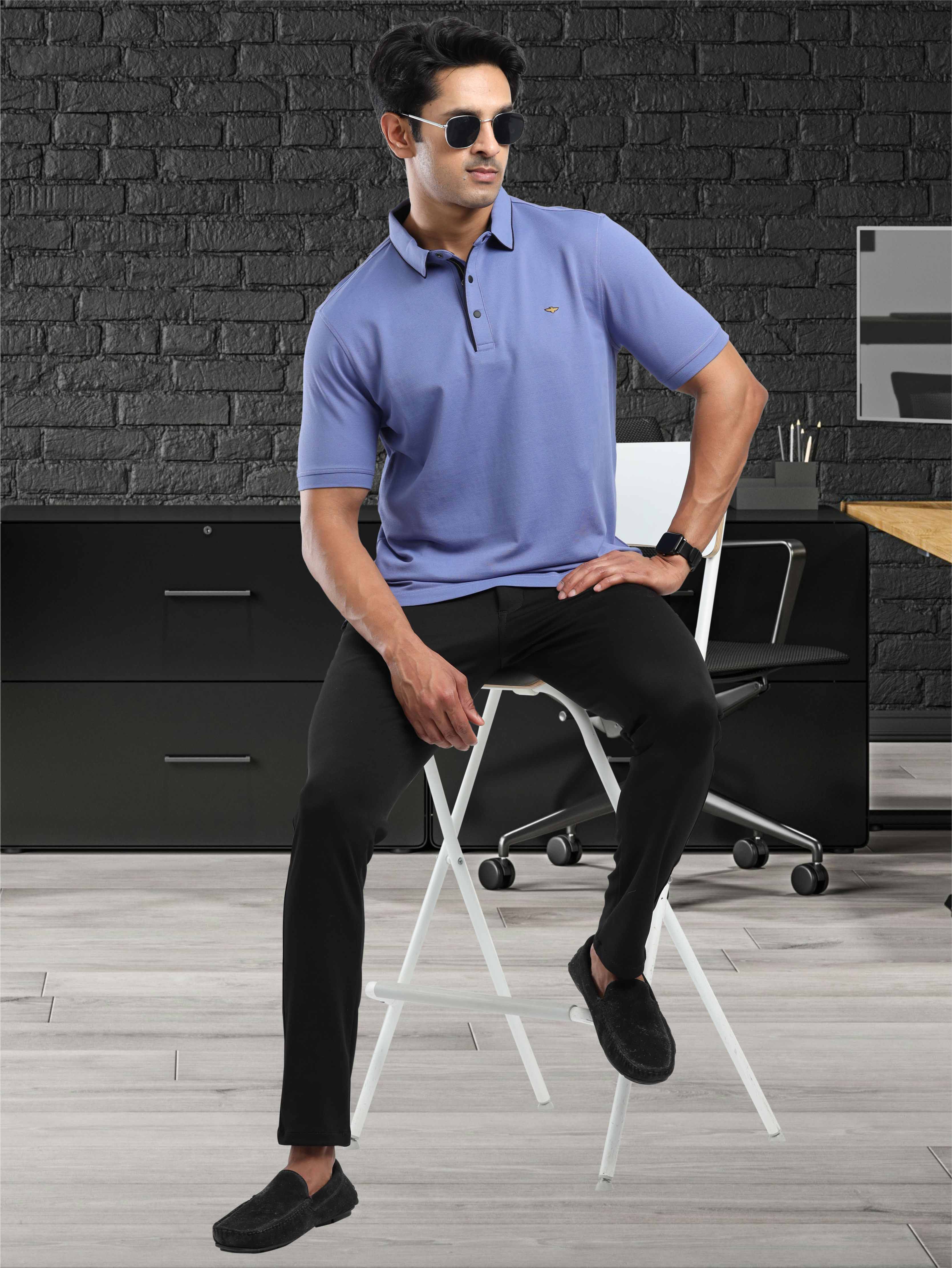 Denim Blue Men Premium SoftBerry PQ Polo T-Shirt - Image 6