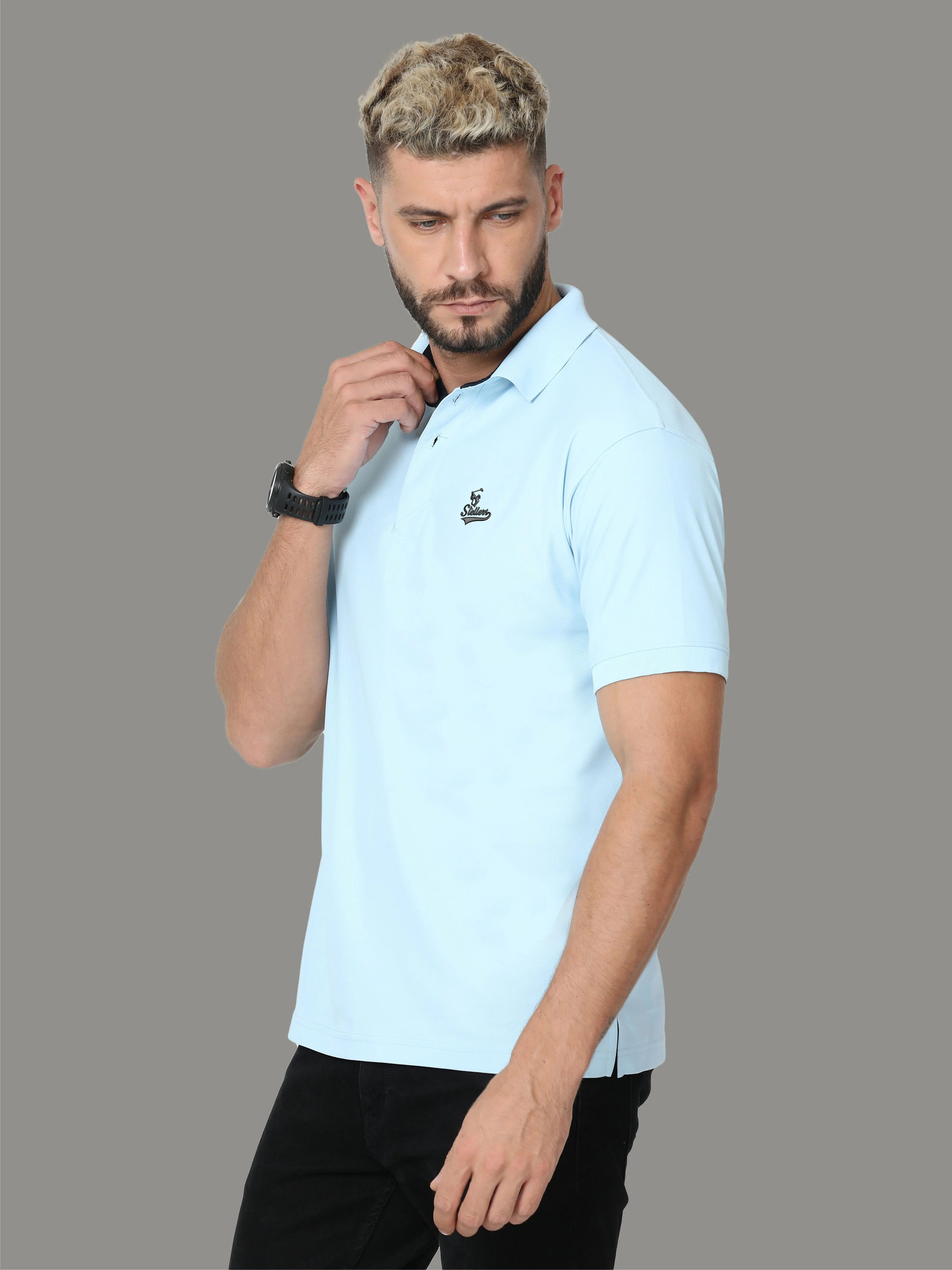Ice Blue Signature Golf Polo T-Shirt - Image 3