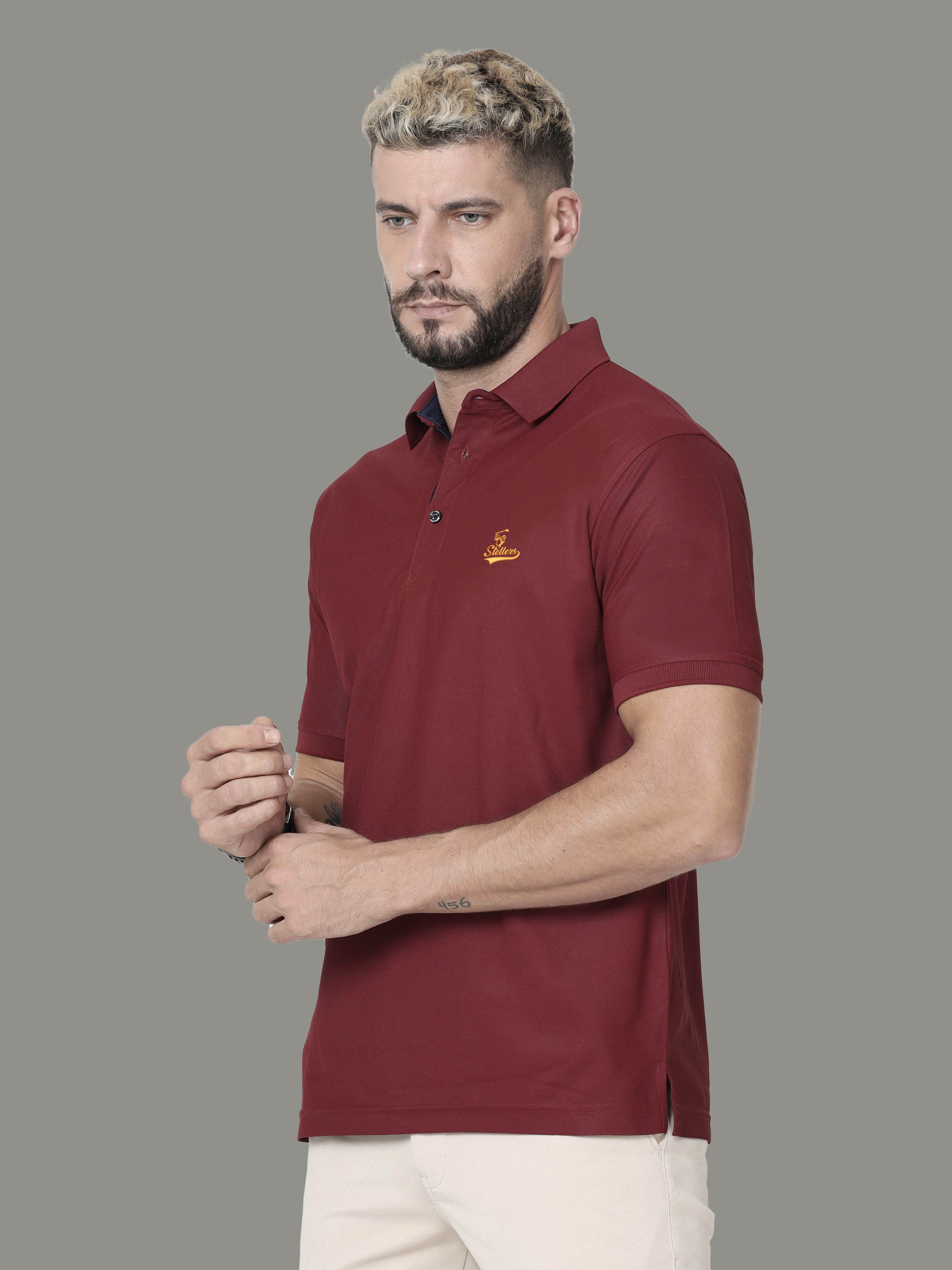 Maroon Signature Golf Polo T-Shirt - Image 3