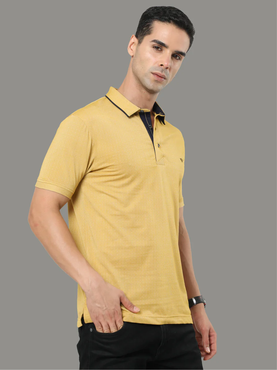 Men's Dropman Classic Polo T-Shirt Mustard - Image 3