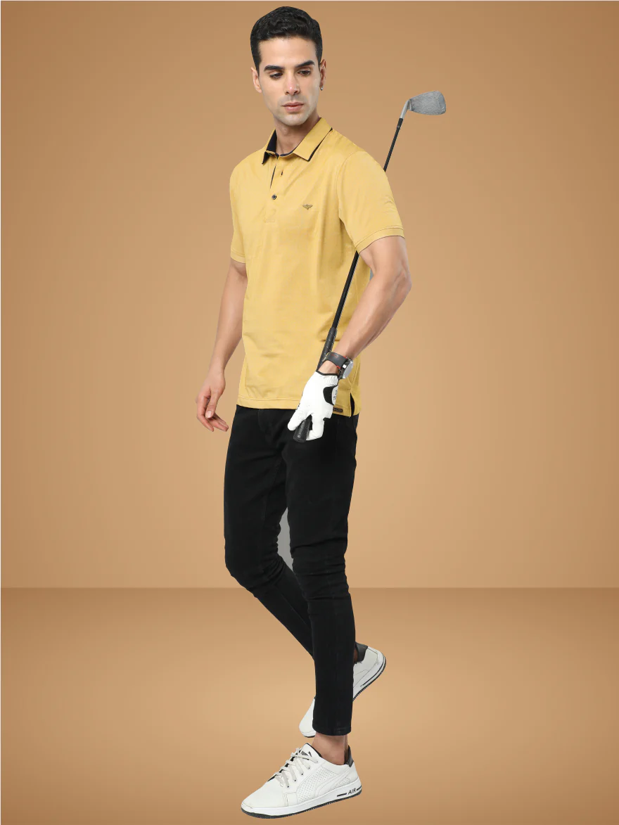 Men's Dropman Classic Polo T-Shirt Mustard - Image 6
