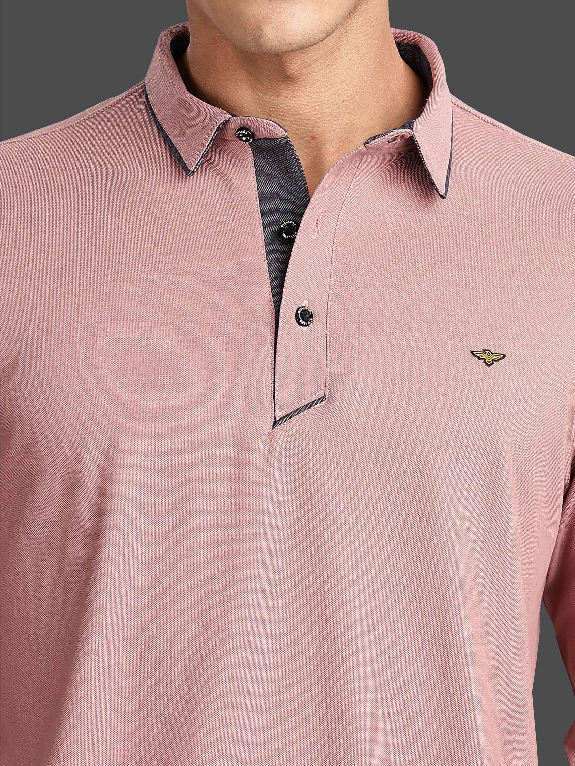 Men's Full Sleeve Soft Berry PQ Polo T-Shirt-Mauve - Image 5