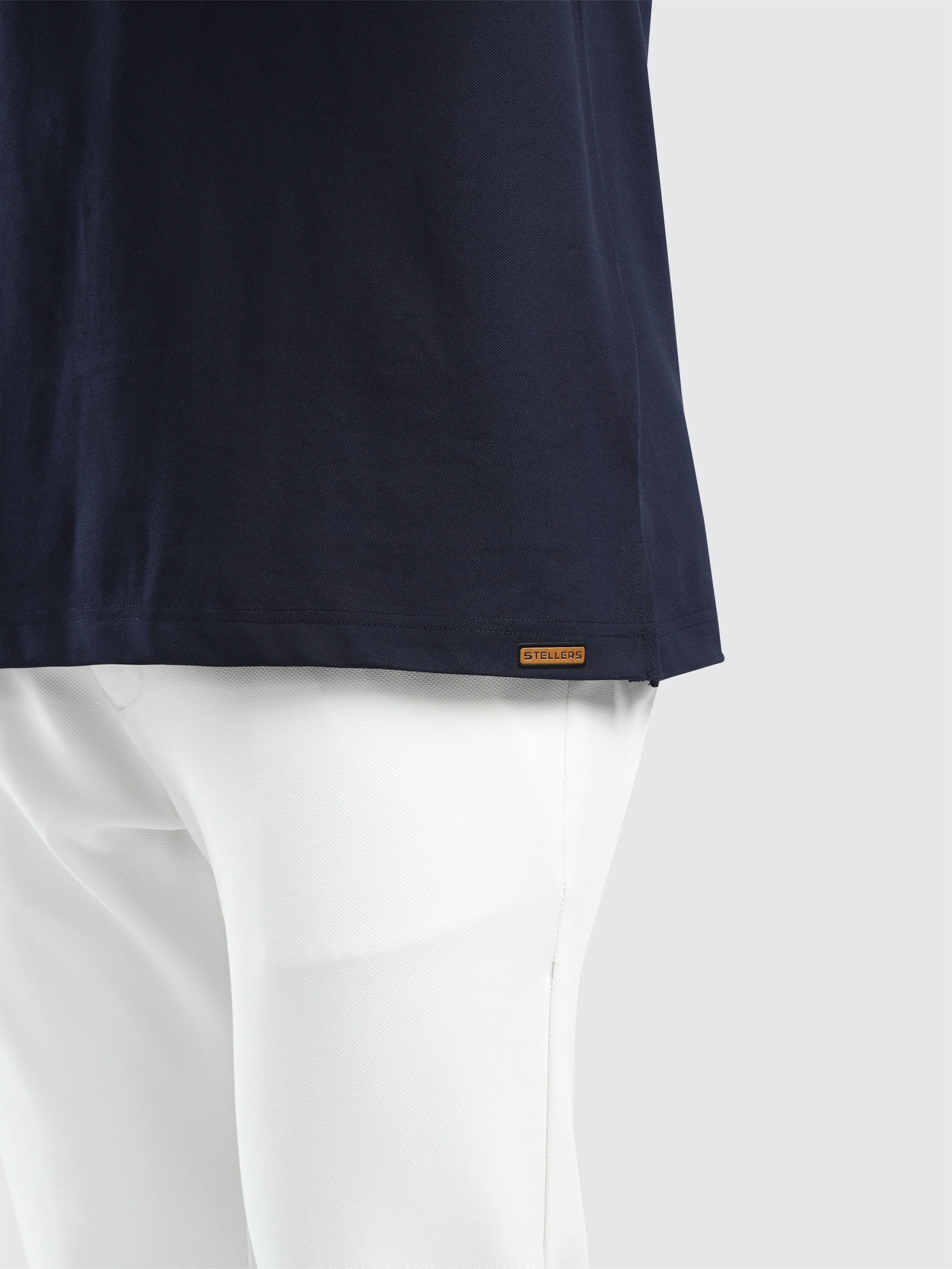 Men's Full Sleeve Soft Berry PQ Polo T-Shirt-Navy Blue - Image 8