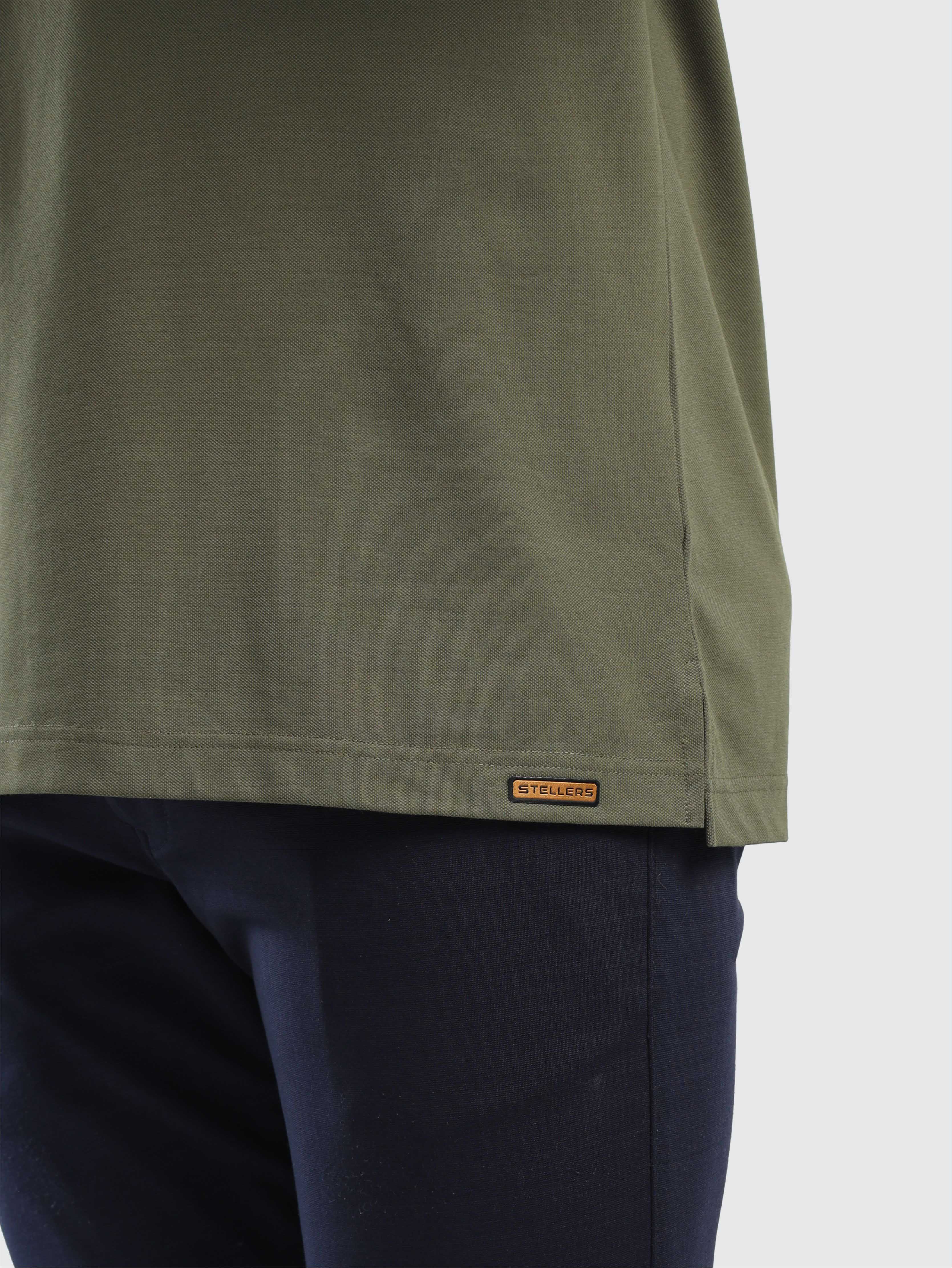 Men's Full Sleeve Soft Berry PQ Polo T-Shirt- Olive Green - Image 8