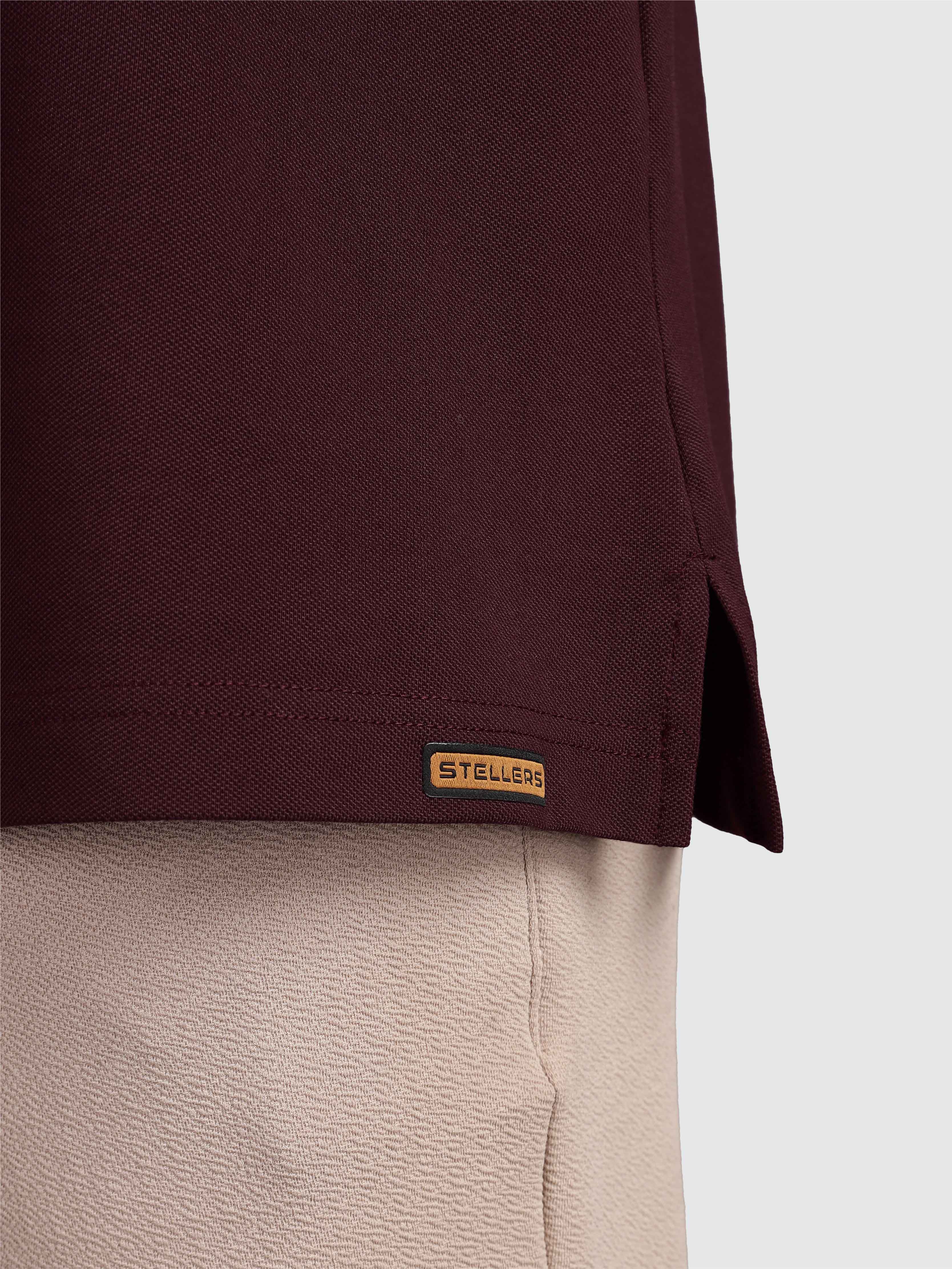 Men's Full Sleeve Soft Berry PQ Polo T-Shirt-Wine - Image 7
