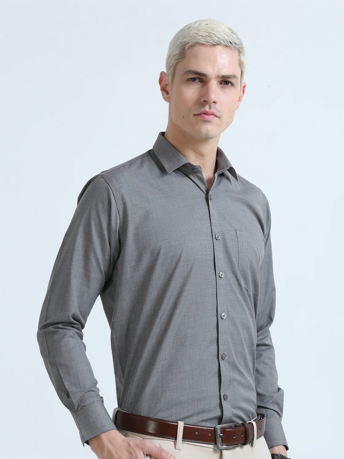 Milange Grey Men's Premium Filla Fill Office Formals - Image 3