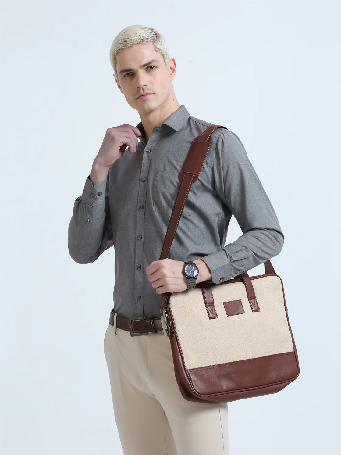 Milange Grey Men's Premium Filla Fill Office Formals - Image 6