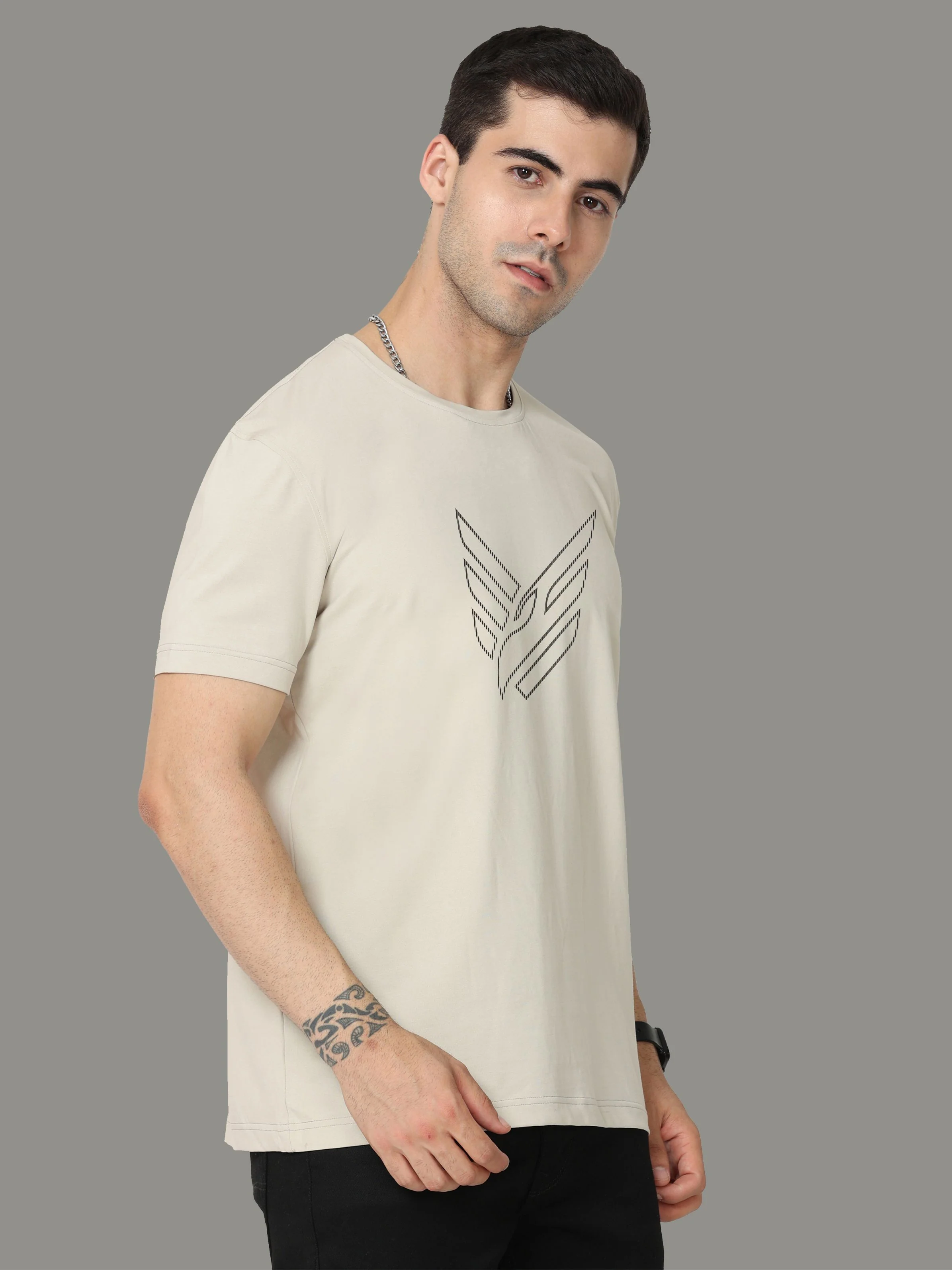Moose Grey Men's Crew Neck T-Shirts - Image 4