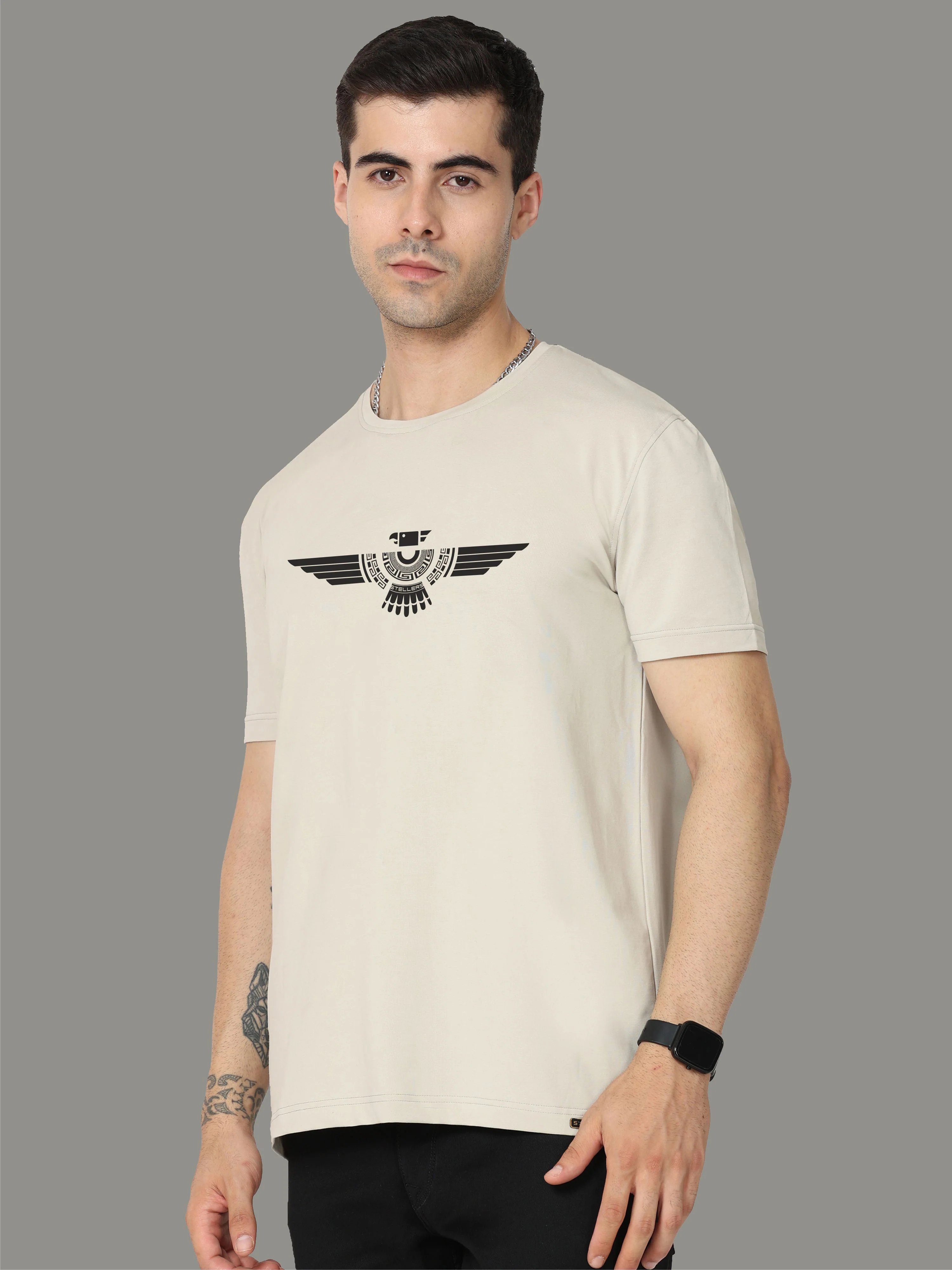 Moose Grey Men's Crew Neck T-Shirts - Image 3