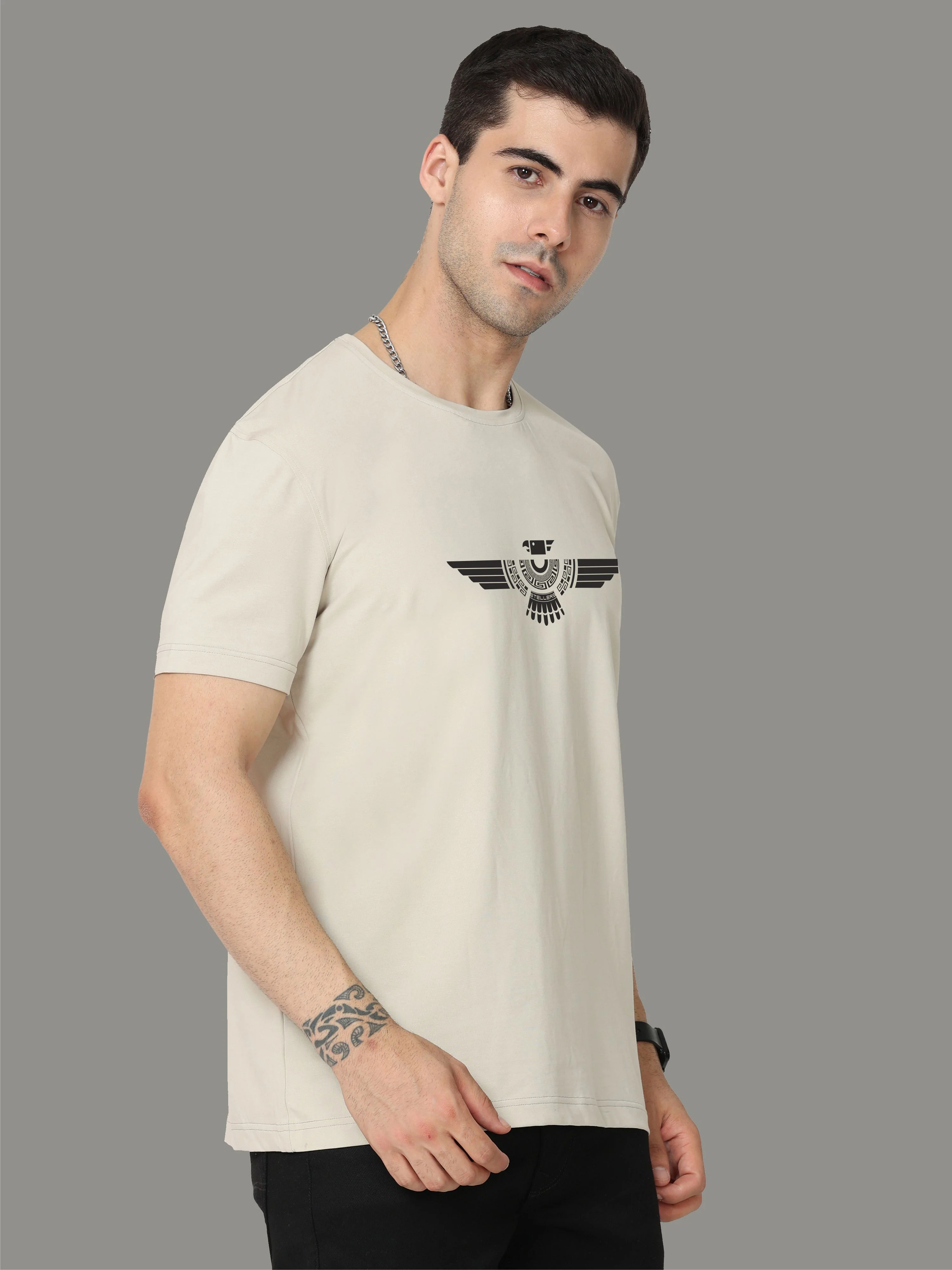 Moose Grey Men's Crew Neck T-Shirts - Image 4