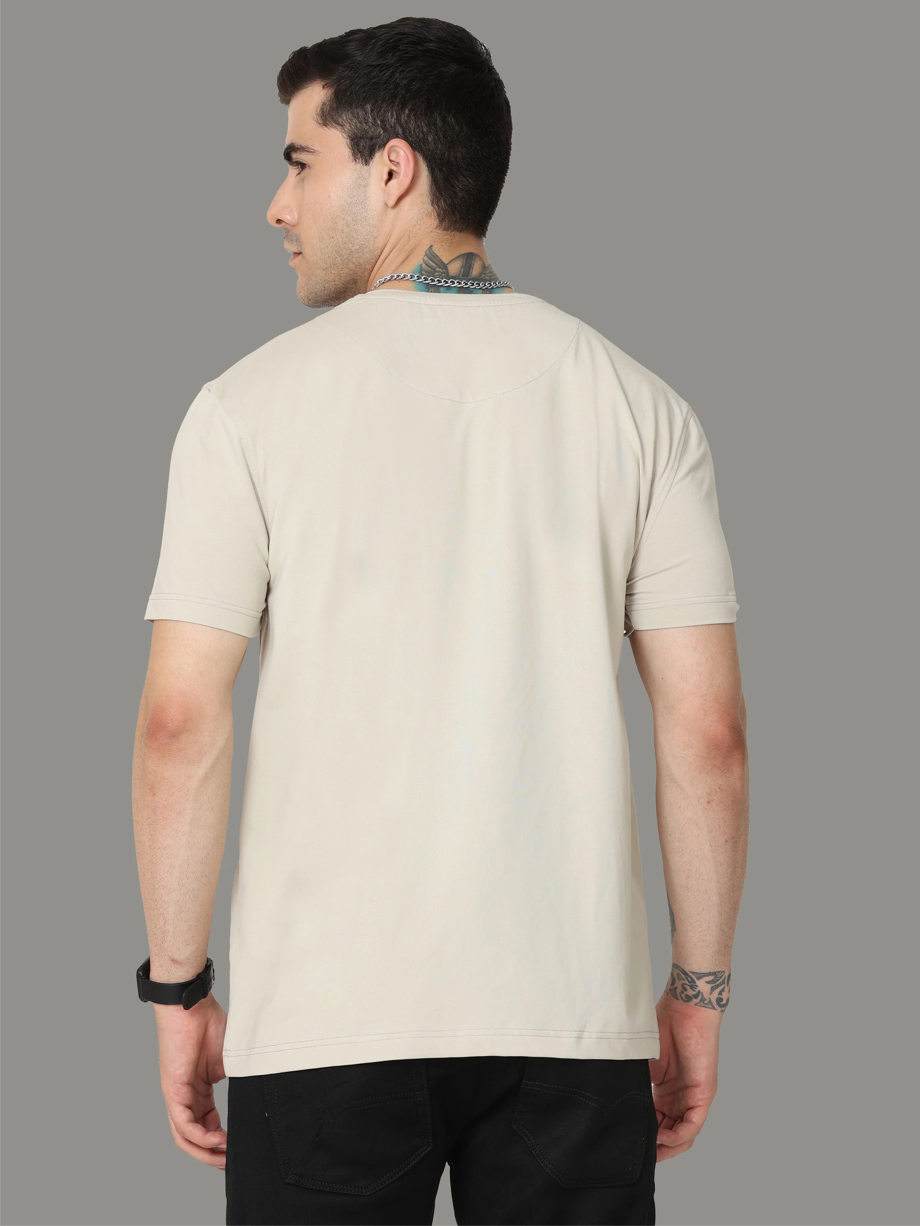 Moose Grey Men's Crew Neck T-Shirts - Image 5
