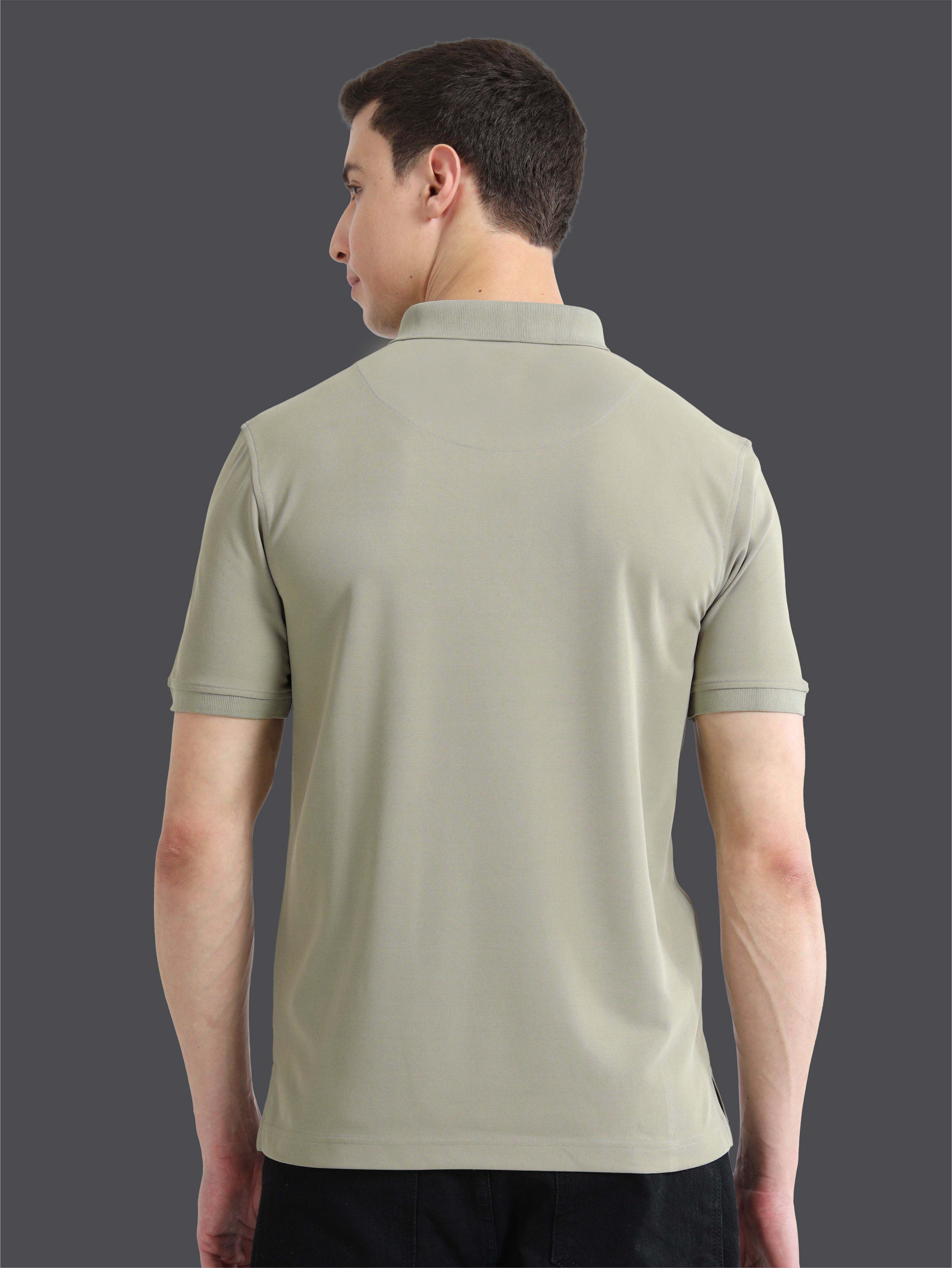 Moose Grey-Men's Piping Design Polo T-Shirt | Wrinkle-Free | Quick Dry | Stretchable | Odour-Free | UV Protected - Image 4