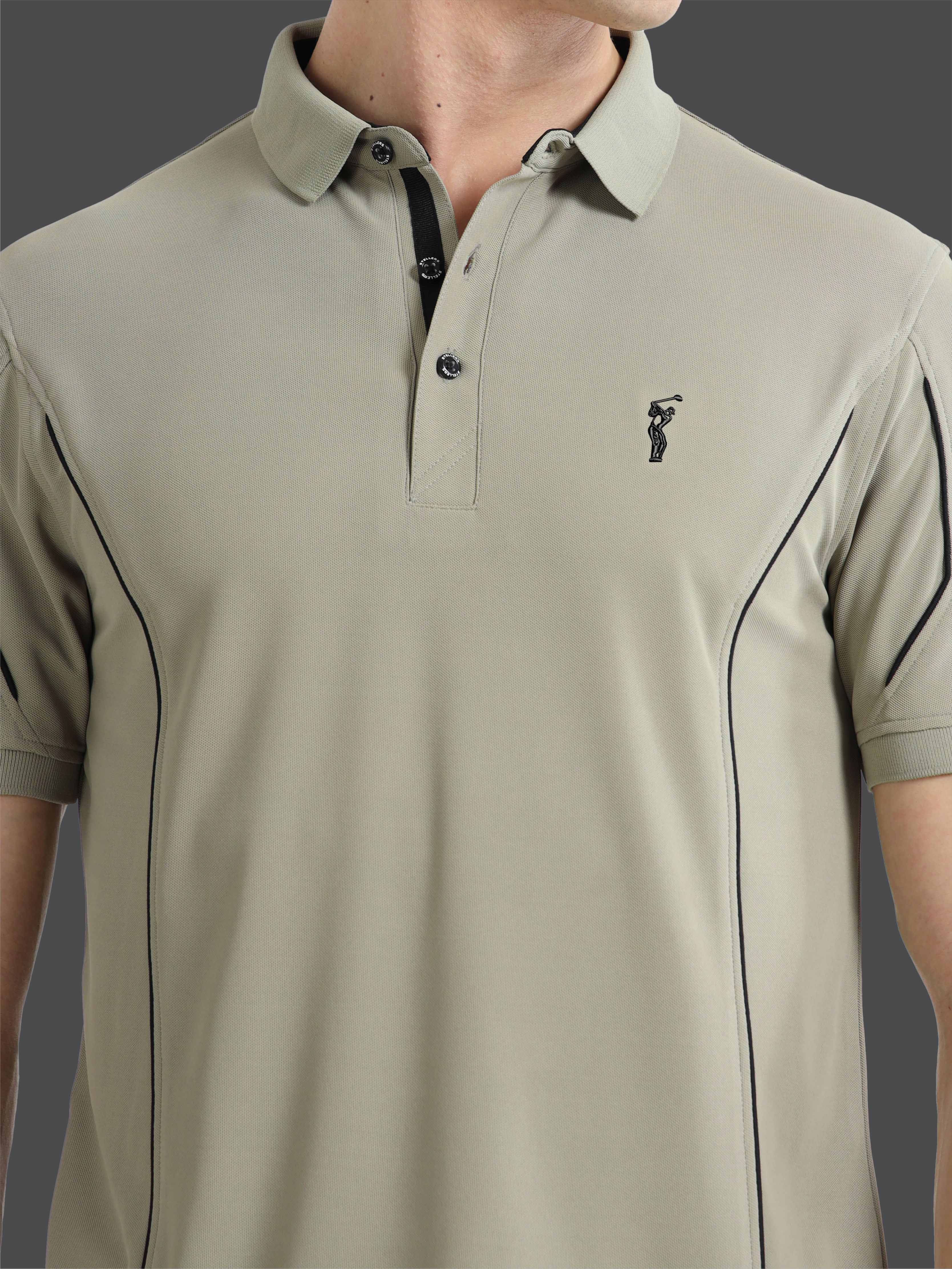Moose Grey-Men's Piping Design Polo T-Shirt | Wrinkle-Free | Quick Dry | Stretchable | Odour-Free | UV Protected - Image 6