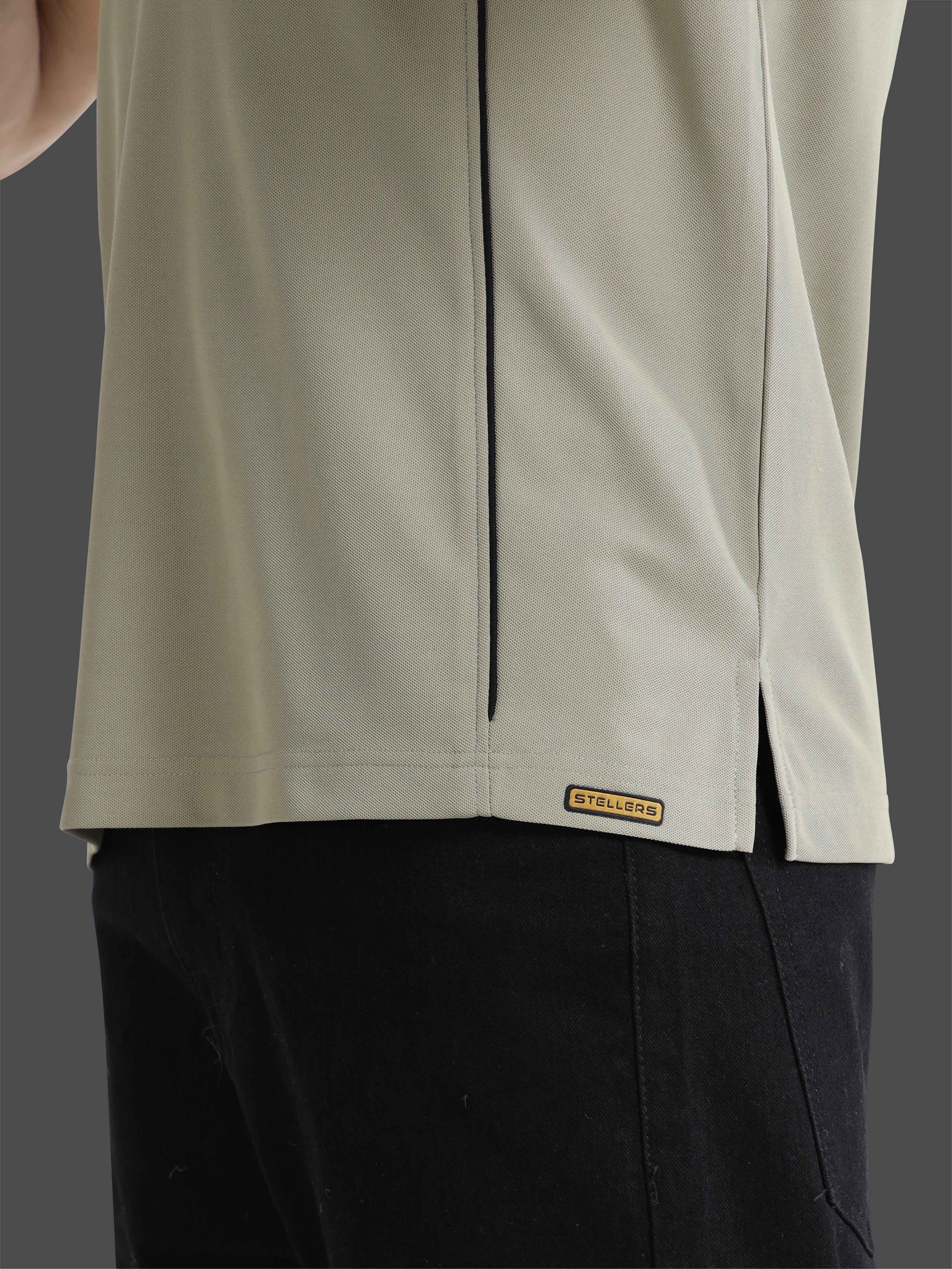Moose Grey-Men's Piping Design Polo T-Shirt | Wrinkle-Free | Quick Dry | Stretchable | Odour-Free | UV Protected - Image 7