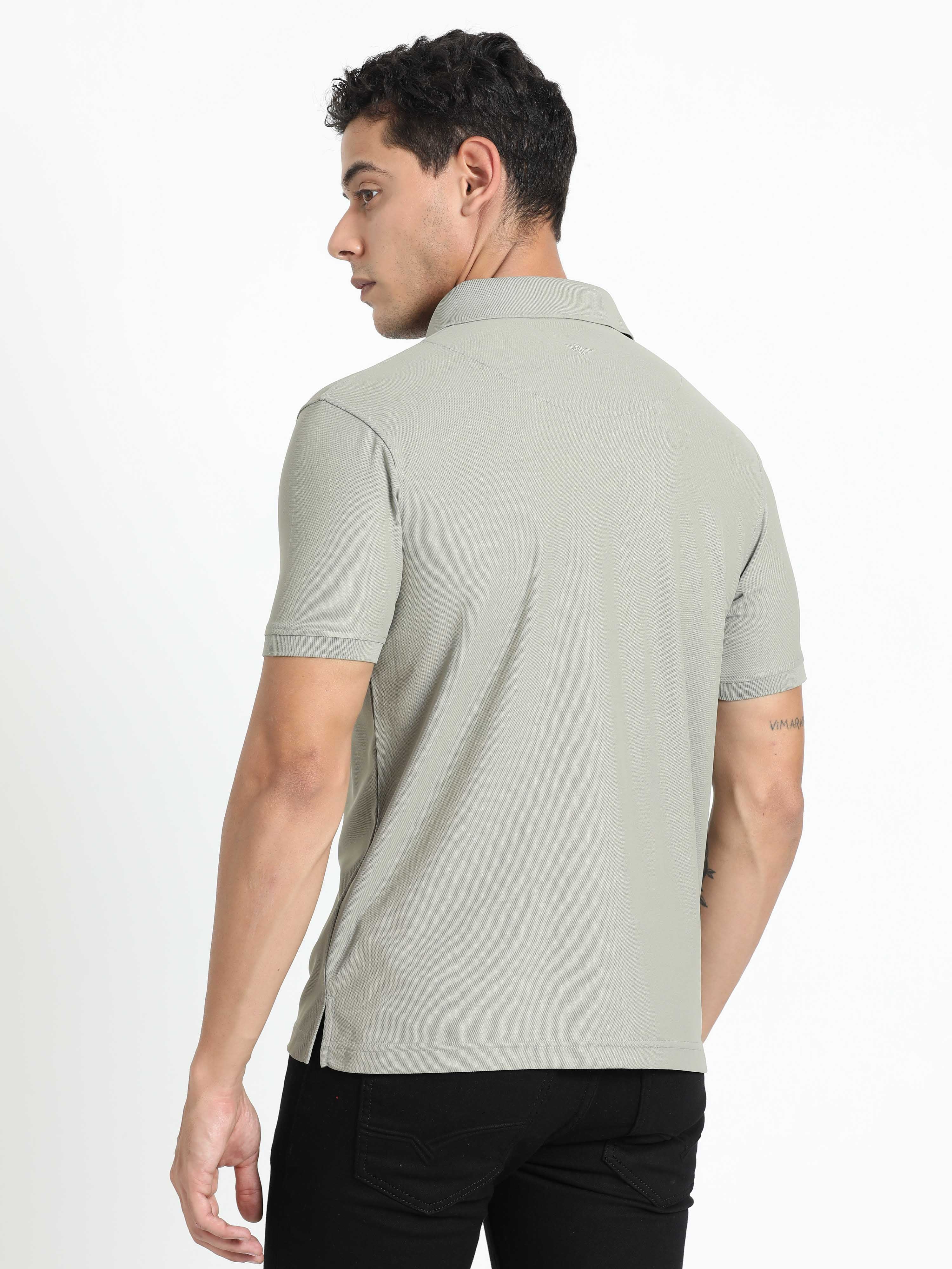 Moose Grey Golf Polo T-Shirt - Image 4
