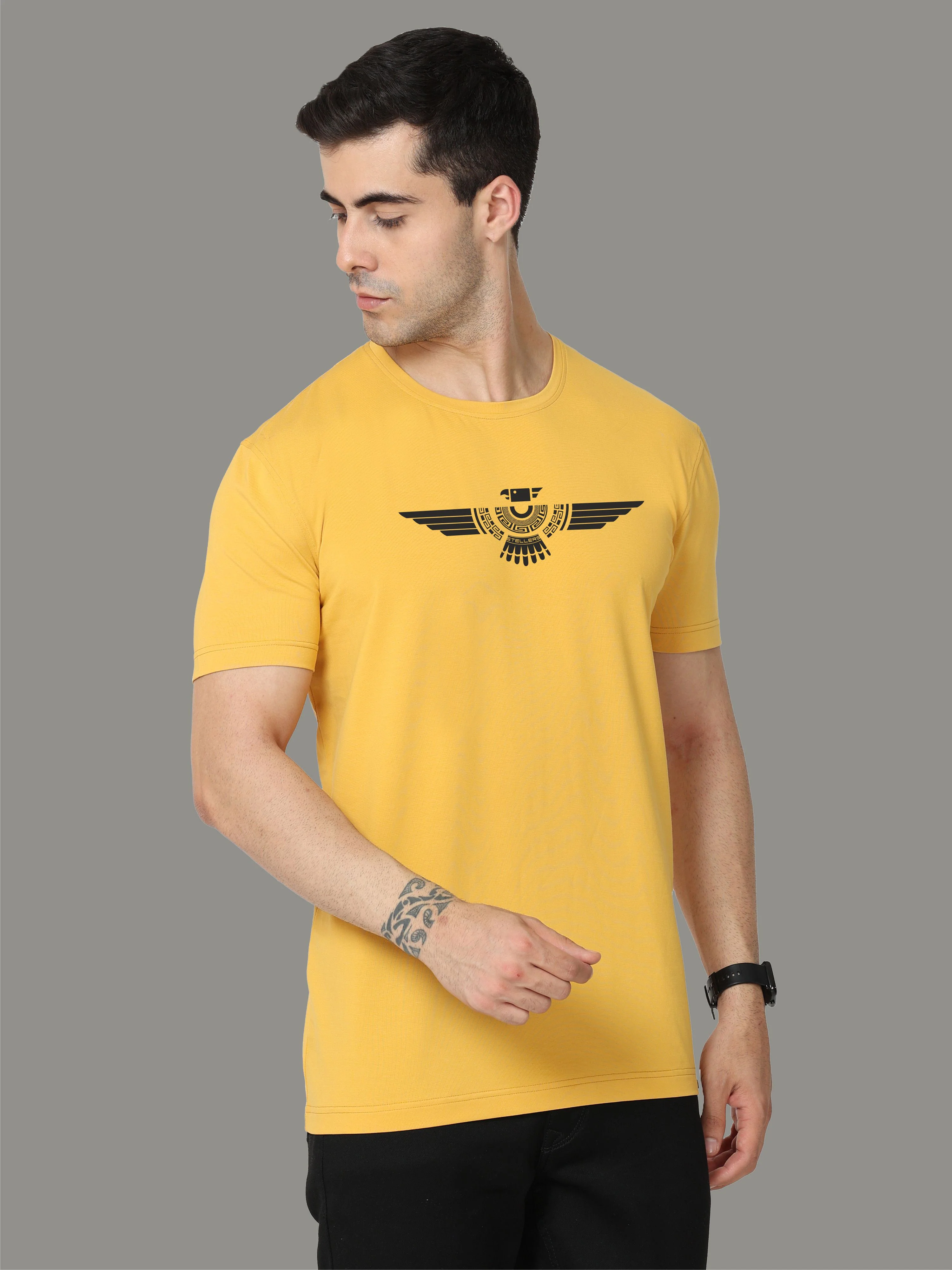 Mustard Men's Crew Neck T-Shirts - Image 4