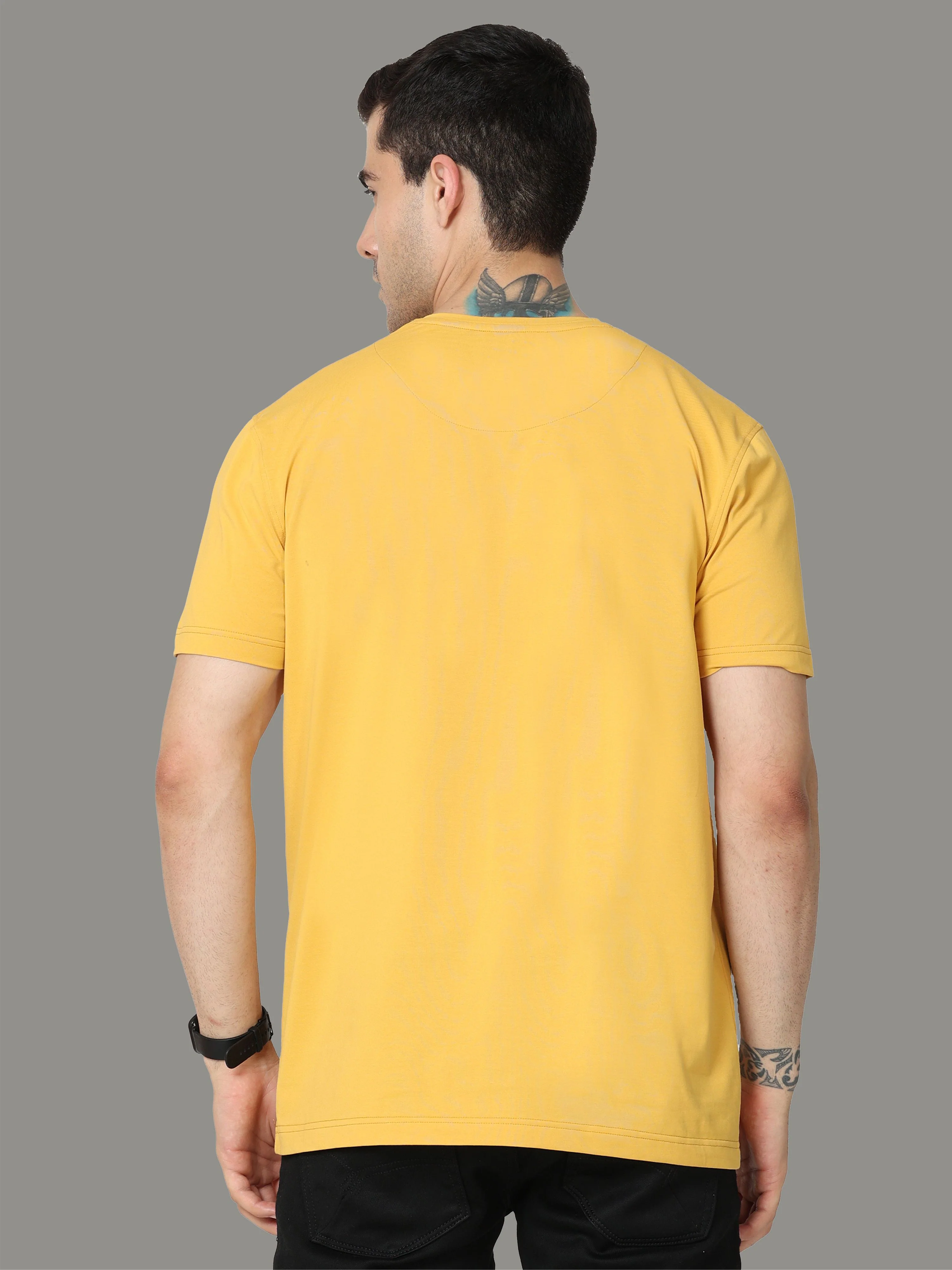 Mustard Men's Crew Neck T-Shirts - Image 5
