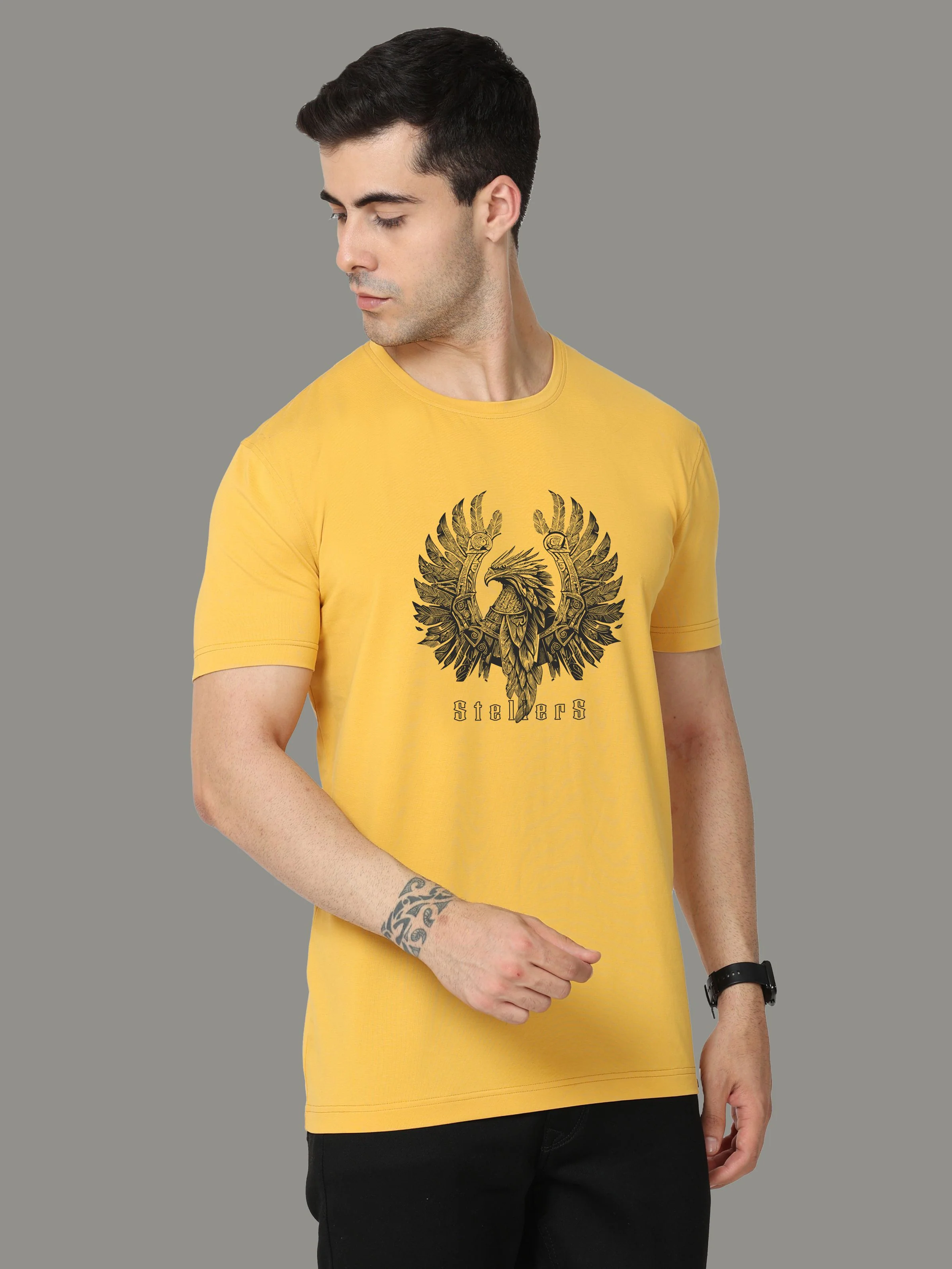 Mustard Men's Crew Neck T-Shirts - Image 4