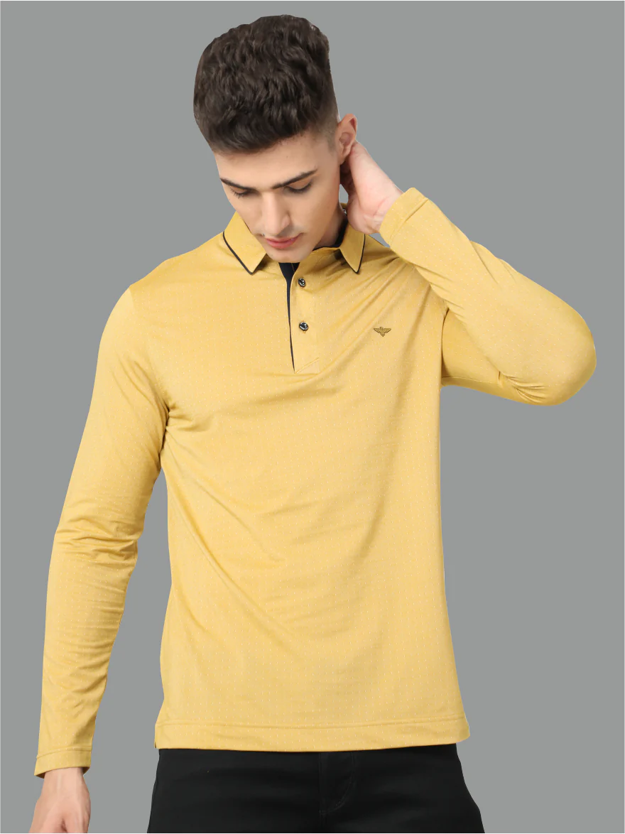 Mustard Dropman Men's Classic Polo T-Shirt Full Sleeve - Image 4