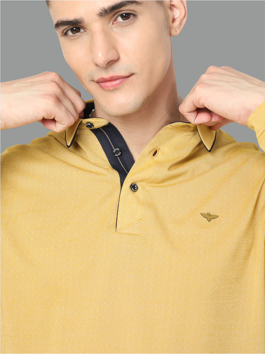 Mustard Dropman Men's Classic Polo T-Shirt Full Sleeve - Image 5