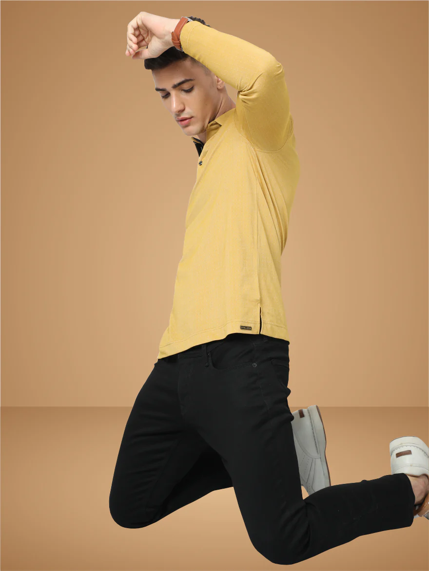 Mustard Dropman Men's Classic Polo T-Shirt Full Sleeve - Image 6