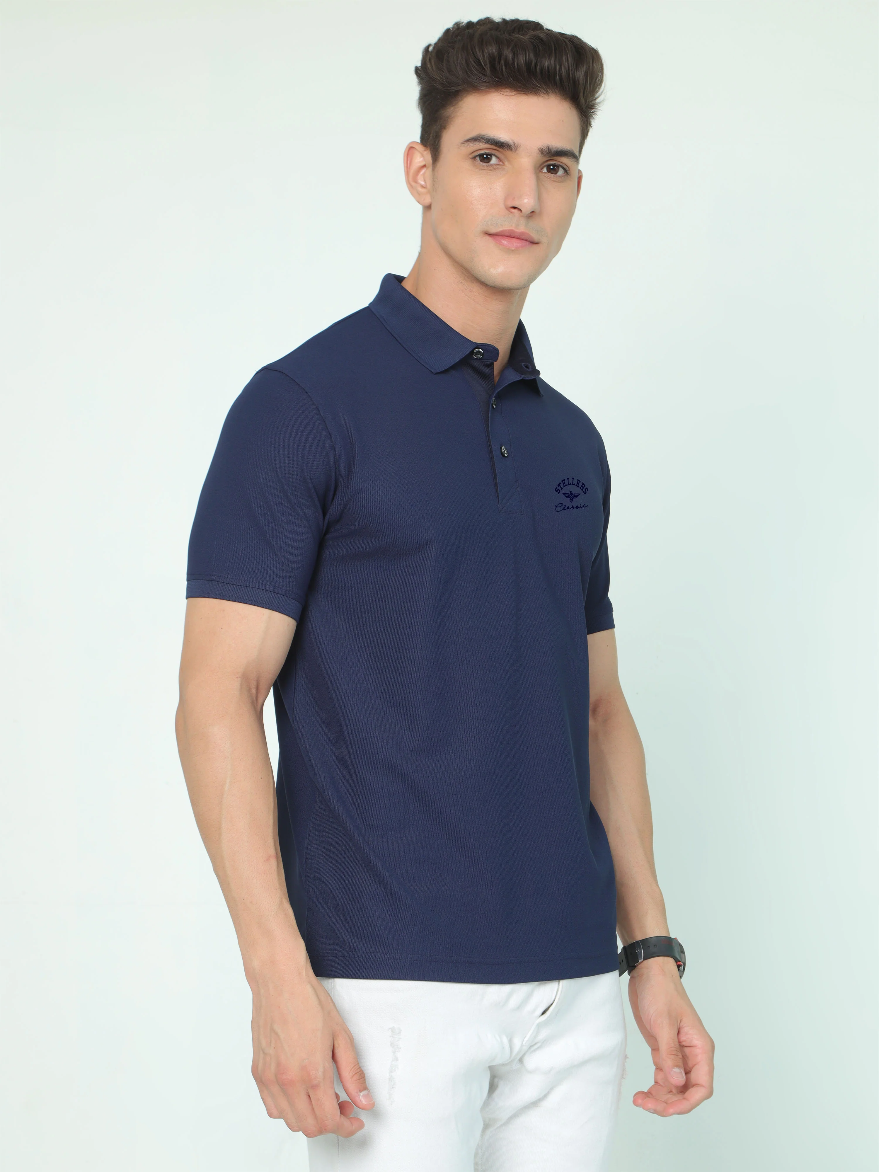Navy Blue Classic Golf Polo T-Shirt - Image 3