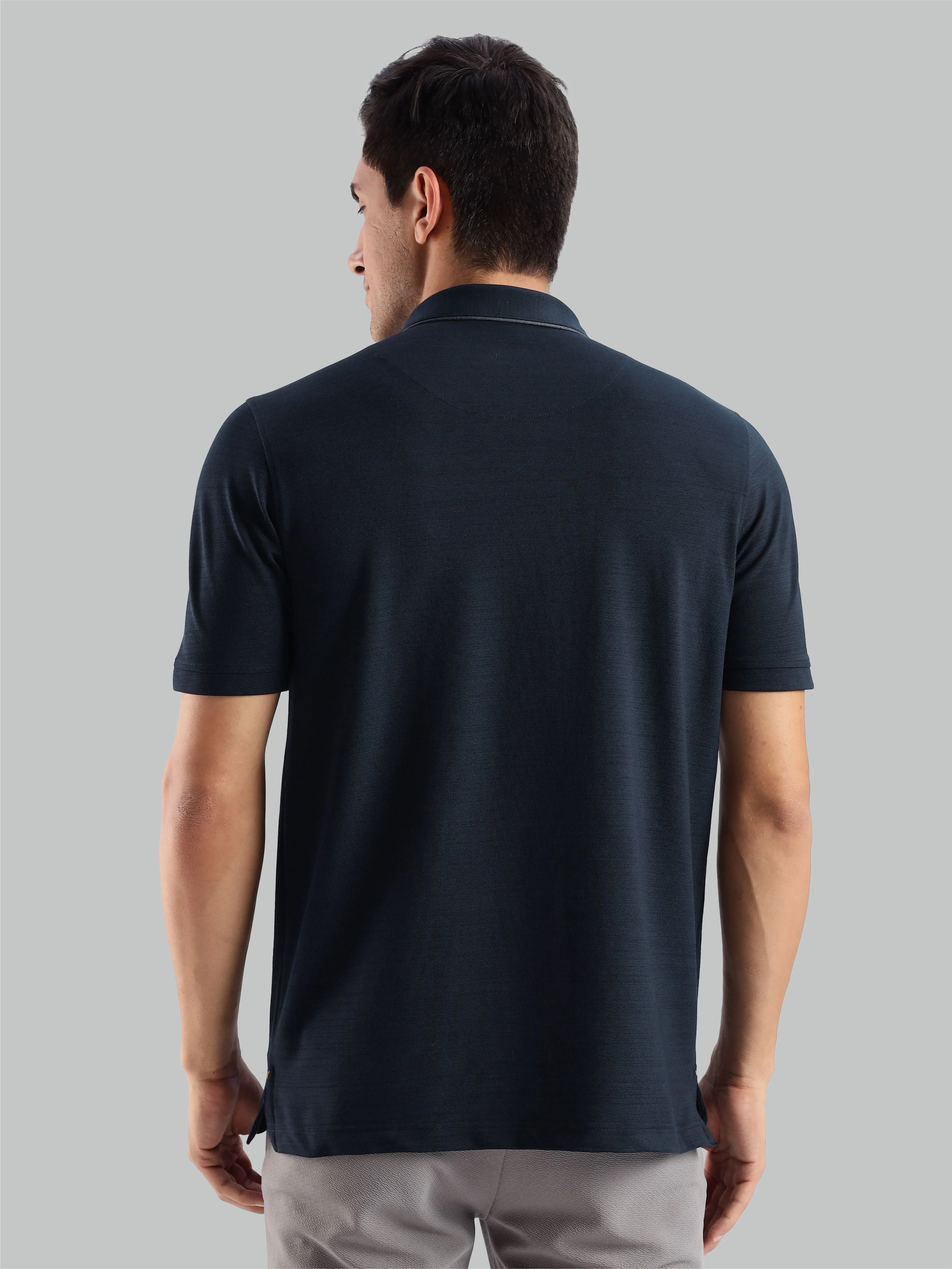 Navy Blue Premium Pique Crush Polo T-Shirt - Image 4